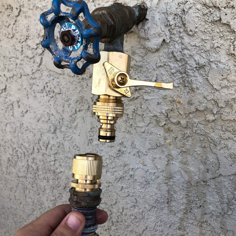 HQMPC Male Garden Hose Quick Connect Solid Brass Quick Connector Garden Hose Fitting Water Hose Connectors 3/4 inch GHT (4 Female+ 4Male)