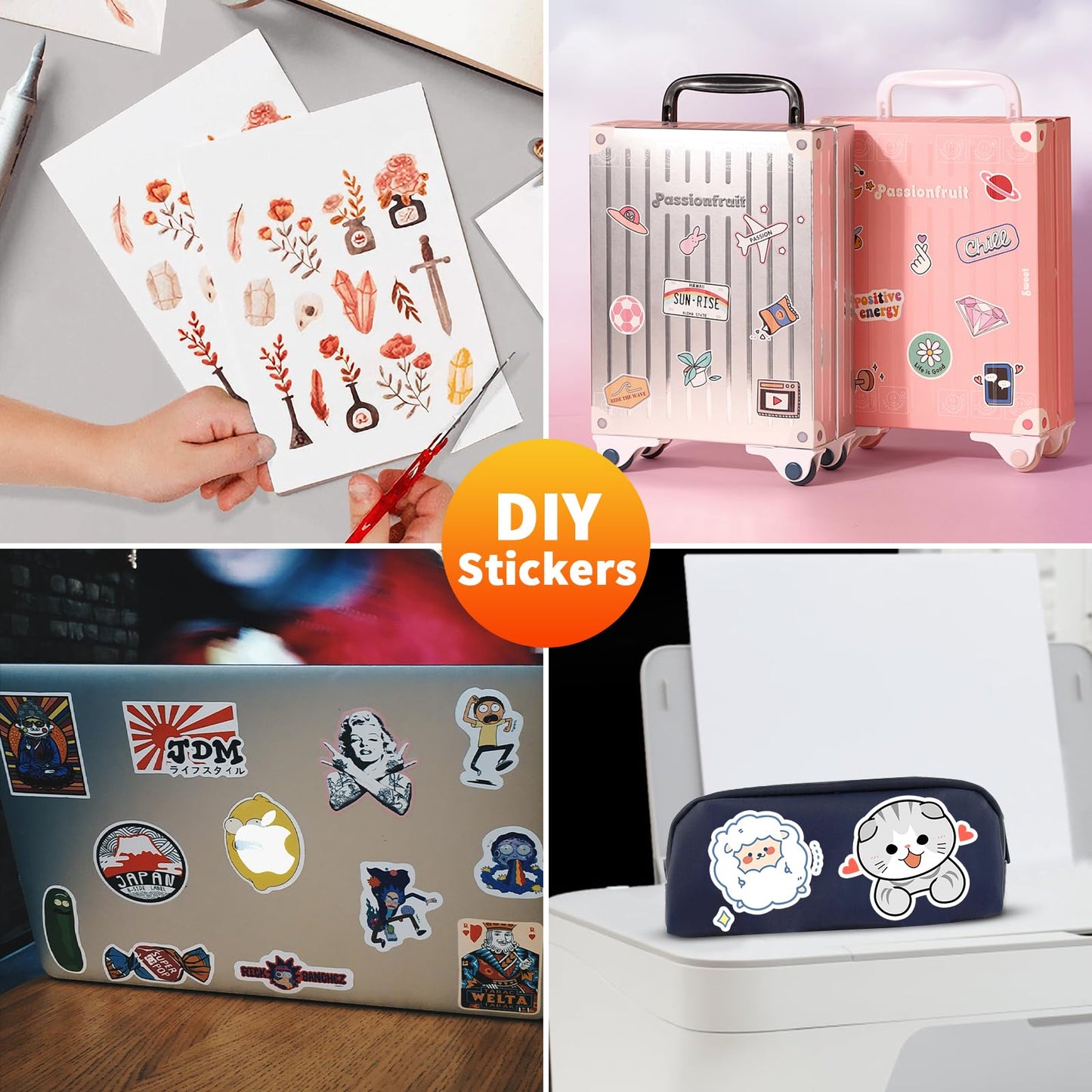 Printable Sticker Paper – 500 Sheets 8.5 x 11 Full Sheet Labels, Matte Self Adhesive Sticker Paper for Inkjet & Laser Printers, Full Page Printable Label Paper for Shipping, Address