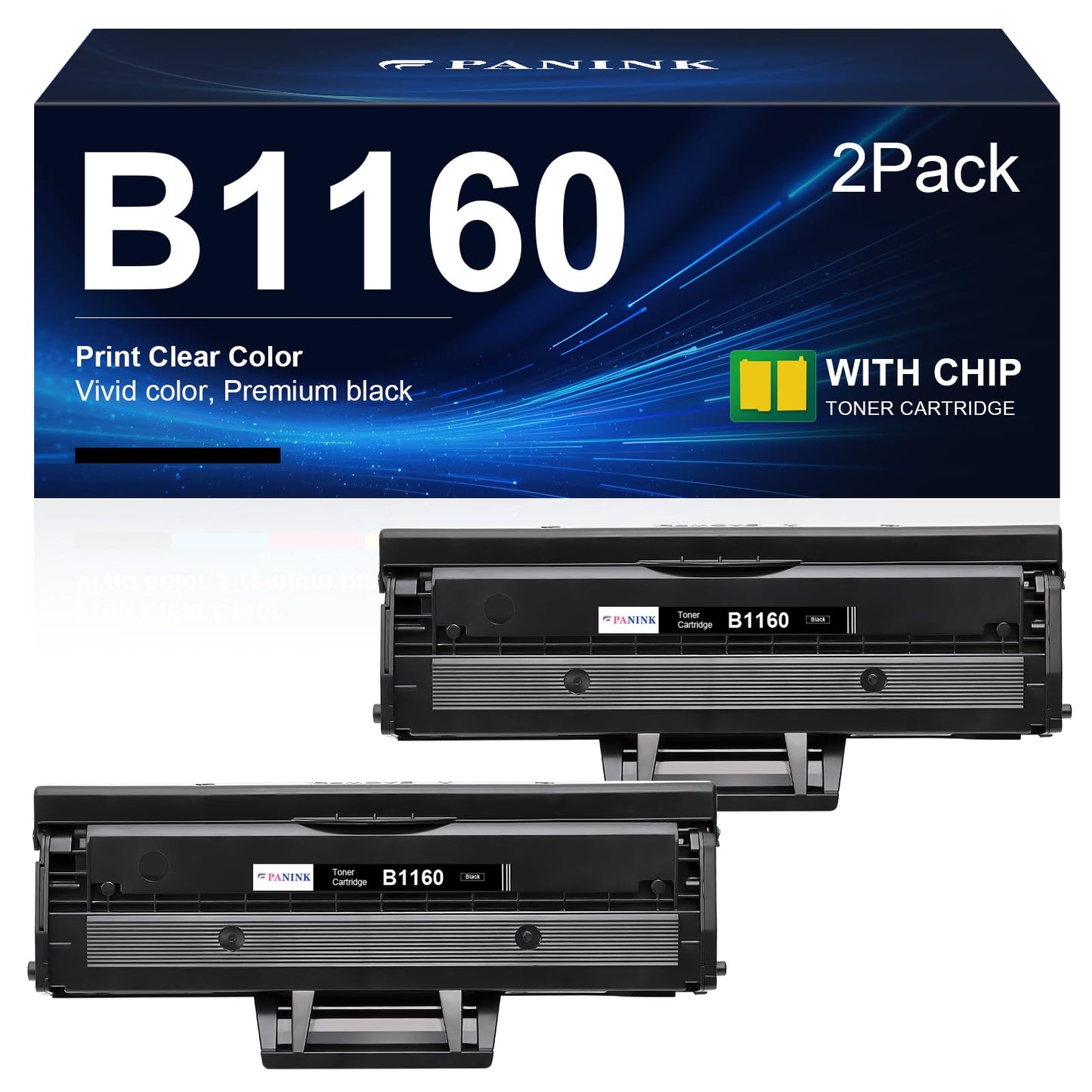 PANINK B1160 Toner Cartridge Replacement for Dell B1160 B1160W Toner Cartridge Compatible with Dell 1160 B1163w B1165nfw B1160 B1160w Printer(2 Black)