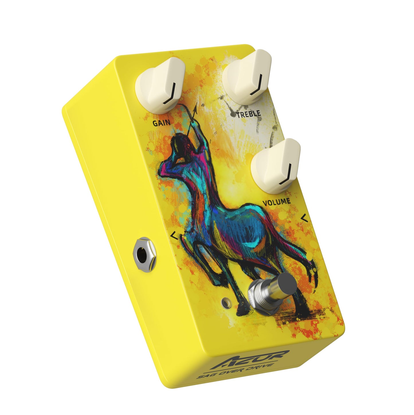 AZOR SAG Overdrive Analog Guitar Effect Pedal - True Bypass with Tilt-Angle Footswitch, High Gain for Electric Guitar, 3-Knob Control (GAIN/VOLUME/TONE), DC9V Powered, Low Noise