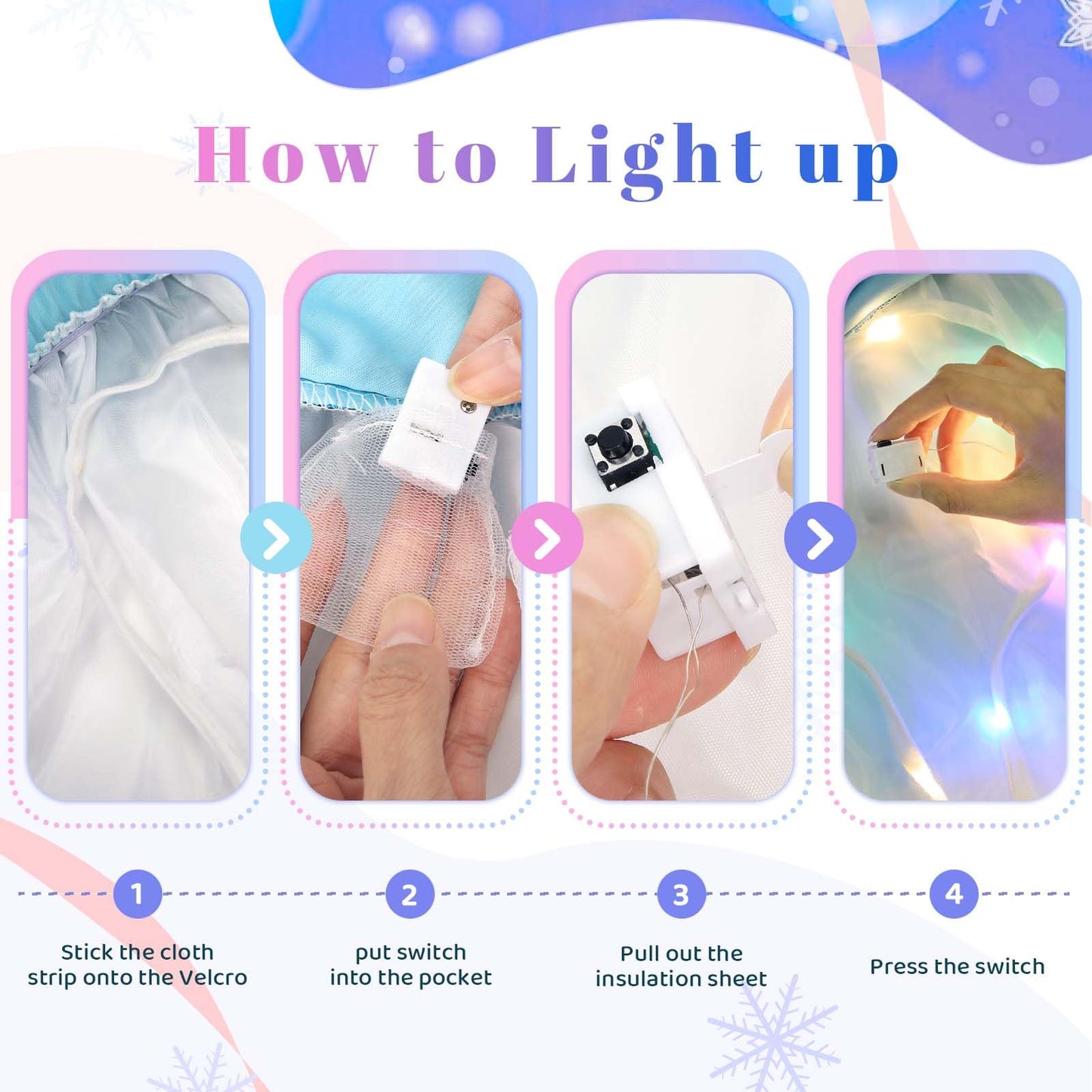 Meland Princess Dress Up Clothes for Girls, Light Up Princess Costume for Kids, Gift for 5-6 Years Old Toddler Girls