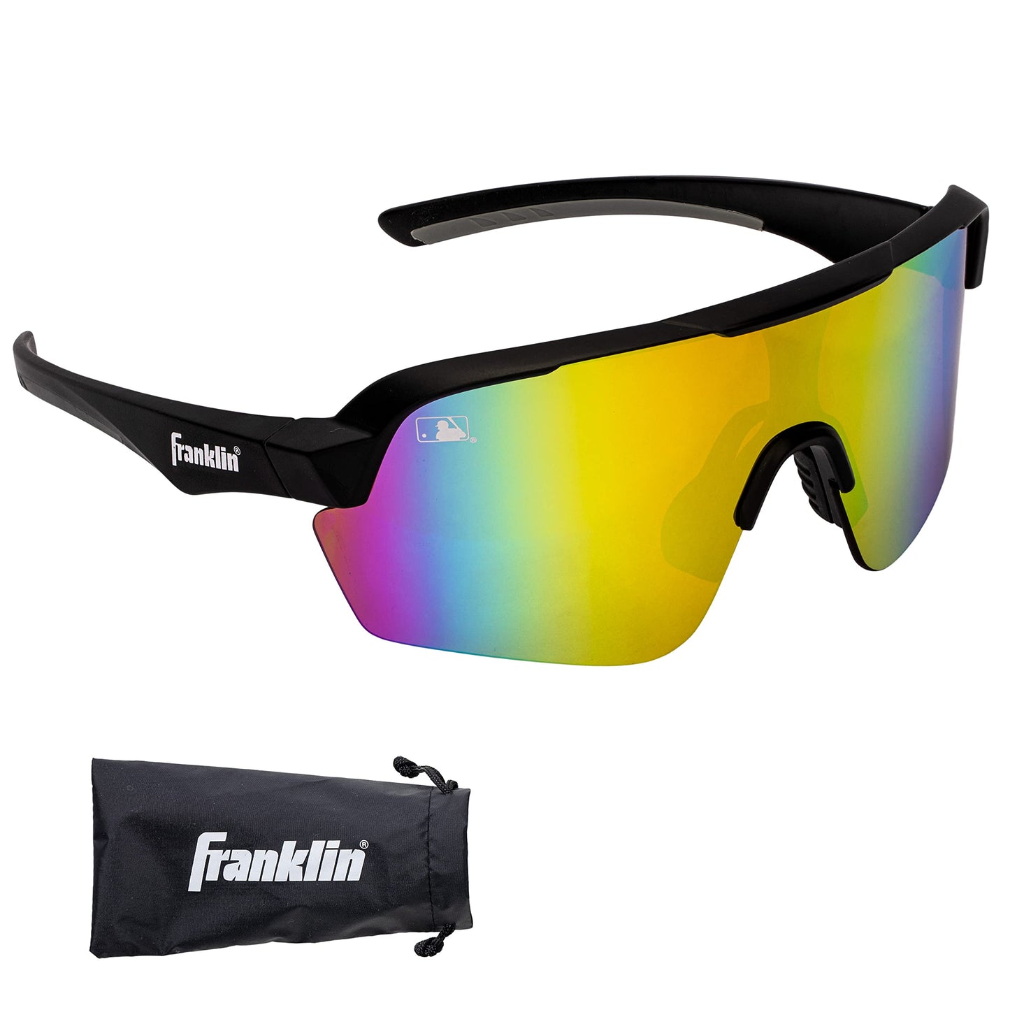 Franklin Sports Non Flip Round MLB Deluxe Pro Sunglasses, Black/Multi, One Size