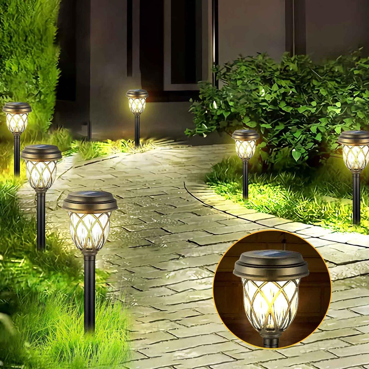 6 Pack Solar Lights Outdoor Waterproof, 12Hrs Solar Garden Lights, Outdoor Solar Pathway Lights, Landscape Lighting Path Lights for Walkway Driveway Backyard Garden Decor, Warm White