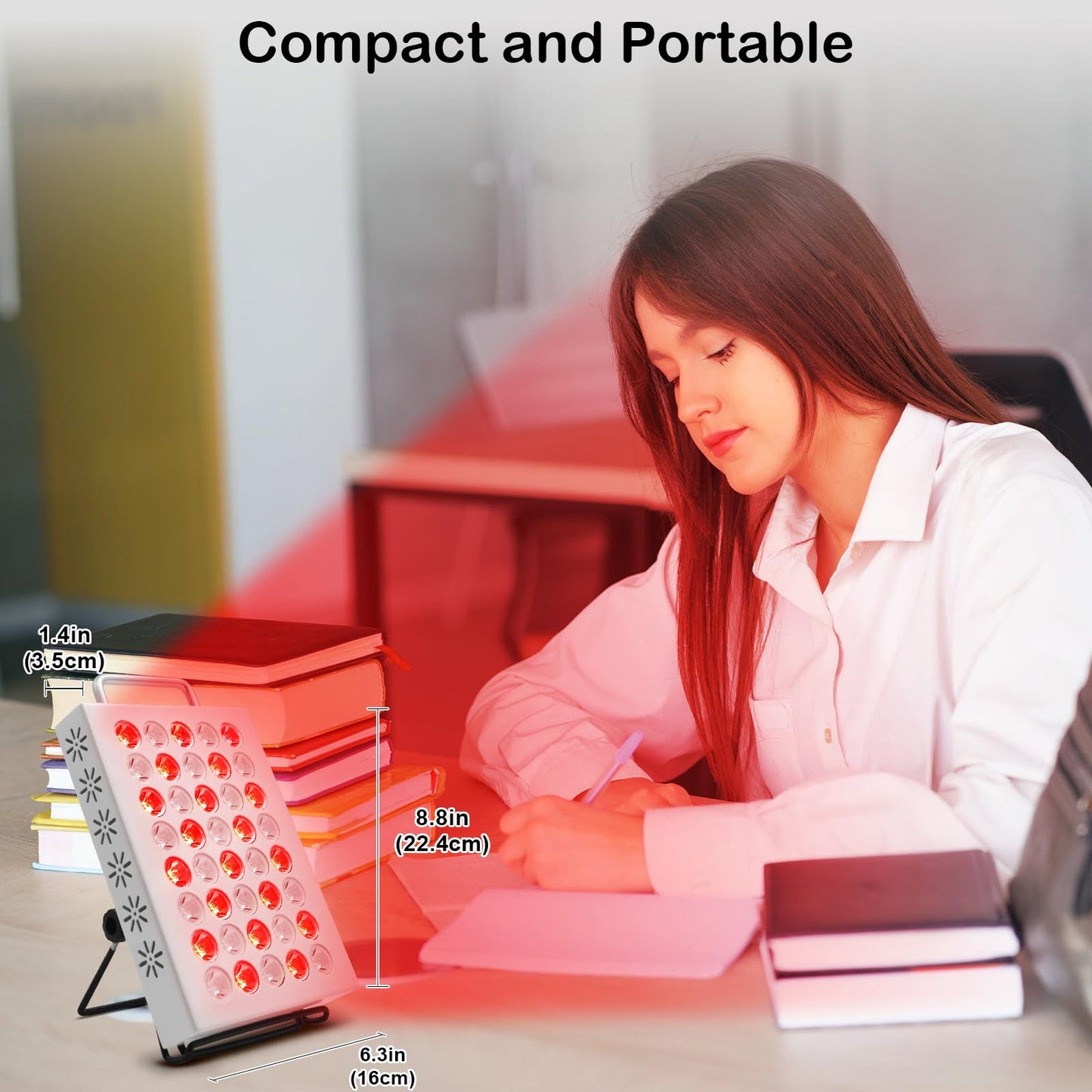 Red Light Panel with 40 LEDs, Red Light with Timer, Adjustable Angle & Brightness