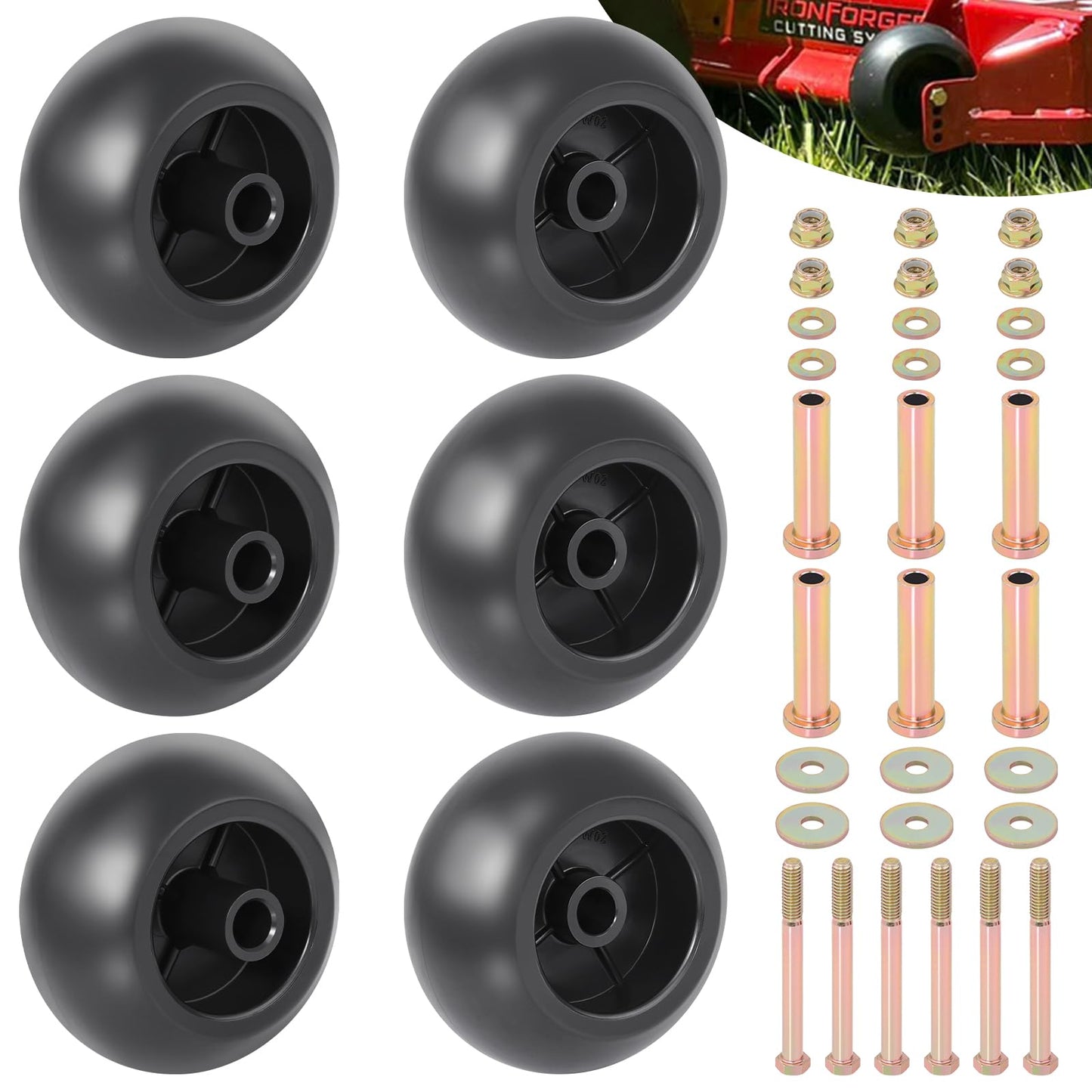 CheeMuii 6 Pack Anti Scalp Mower Deck Wheel Kit 5/8" Bore Lawn Mower Deck Wheels Replace for Bad Boy 022-5234-98 Replace for Exmark 103-4051 103-7263 Etc