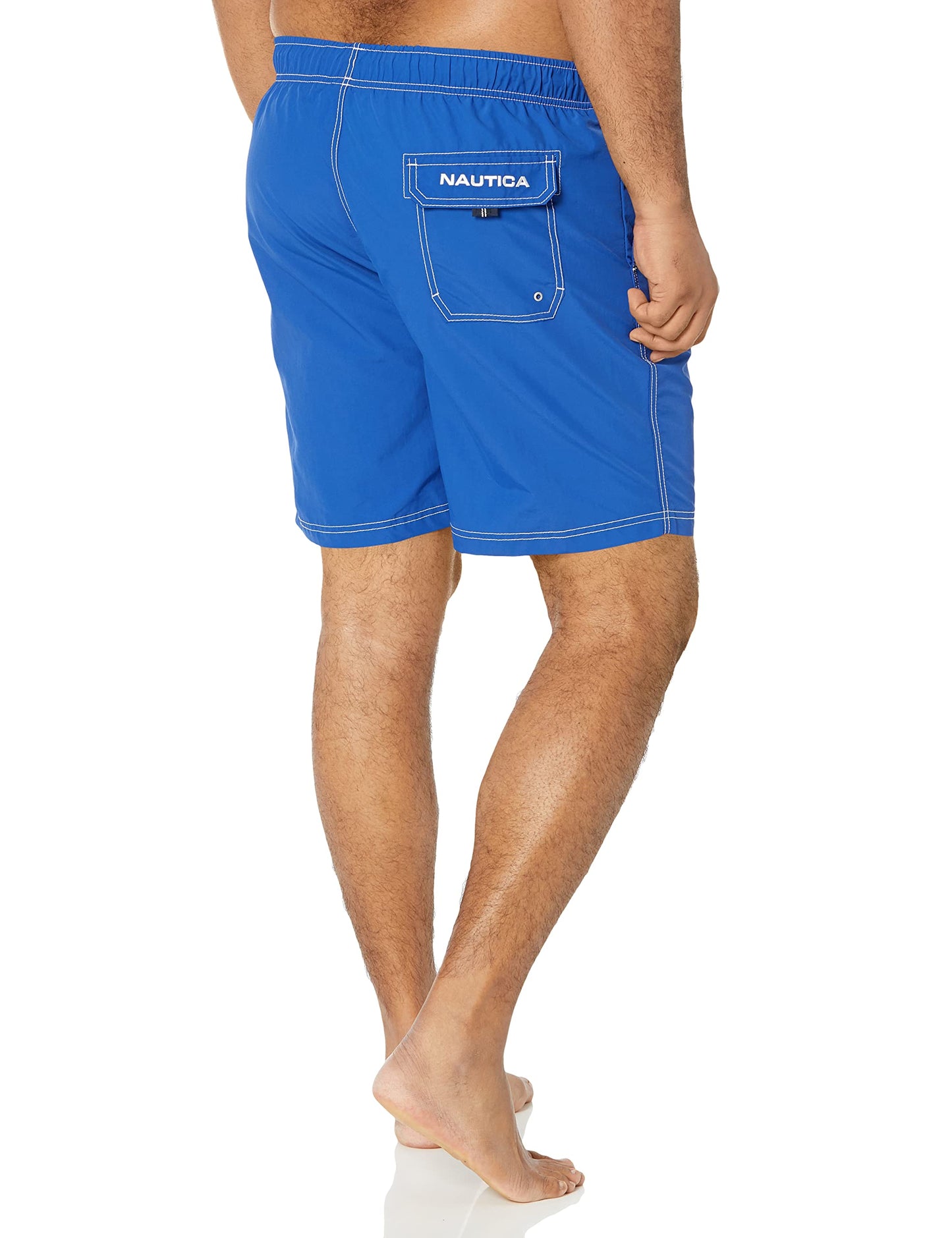 Nautica Men's Standard Solid Quick Dry Classic Logo Swim-Trunk, Bright Cobalt, Large
