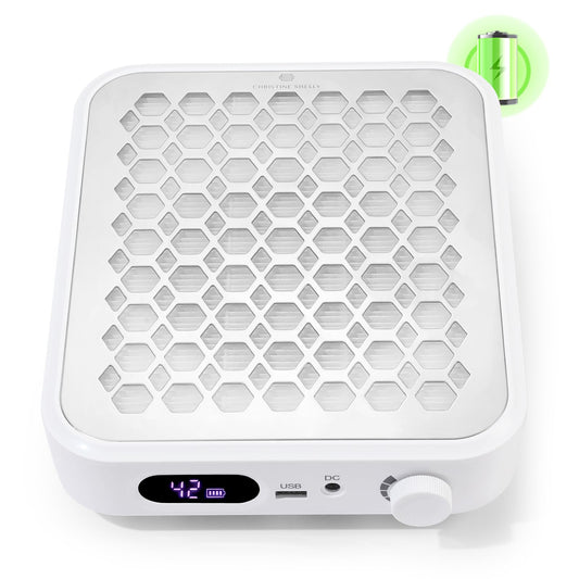 CHRISTINE SHELLY Nail Dust Collector, Rechargeable Dust Collector Nail Tech, Powerful Vacuum Fan Vent Dust Collector Extractor Dust Suction Machine for Acrylic Nails Polishing, Nail Salon&Home