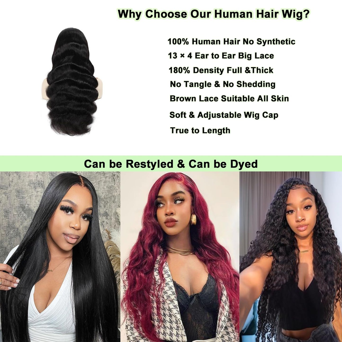 13x4 Lace Front Wigs Human Hair Body Wave Lace Front Wigs Human Hair Wigs Pre Plucked 180% Density Body Wave Curly Wig 100% Brazilian Hair for Women 18 Inch