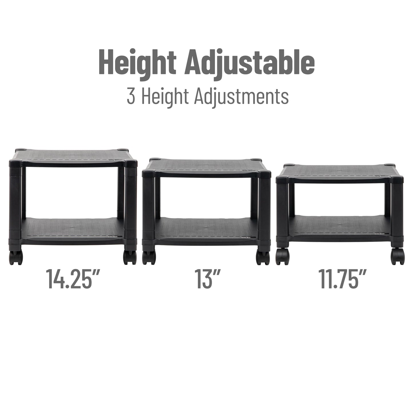 Mind Reader Rolling Printer Cart, Utility Cart, Printer Stand, Under Desk Storage, Office, 17.25" L x 13.5" W x 14.25" H, Black