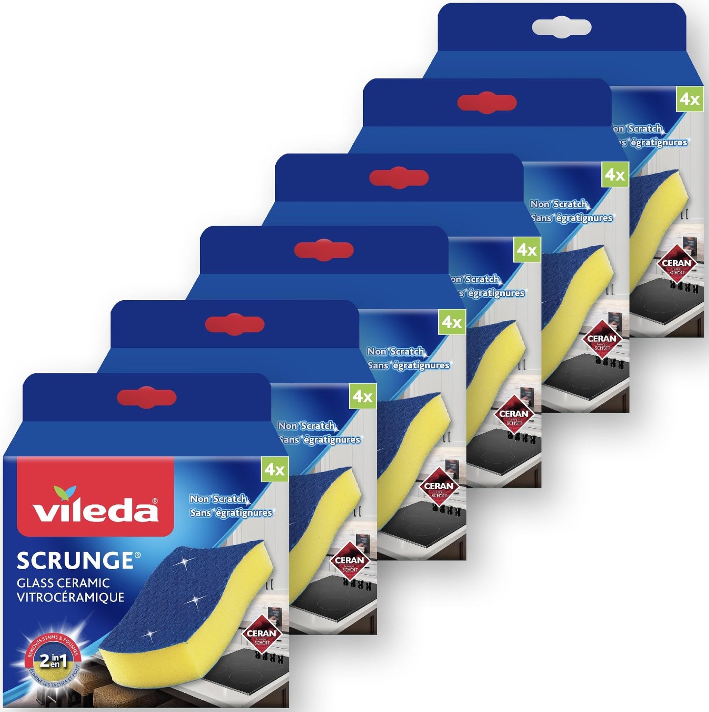 Vileda Scrunge Glass Ceramic Stovetop Sponge (Value Pack of 24 Sponges) | Non-Scratch Stove Top Cleaner Scrub Sponge