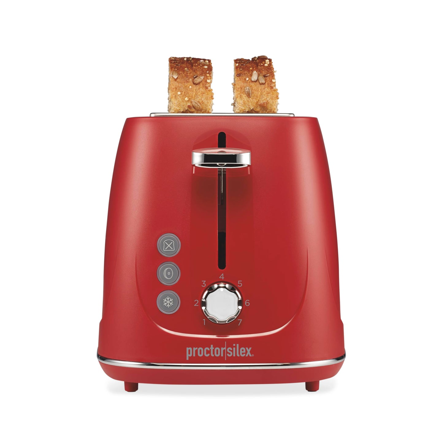 Proctor Silex 2-Slice Toaster, Red, Wide-Slot Toaster with Bagel, Defrost and Cancel Buttons, 7 Shade Browning Control, Toast Boost, 22661