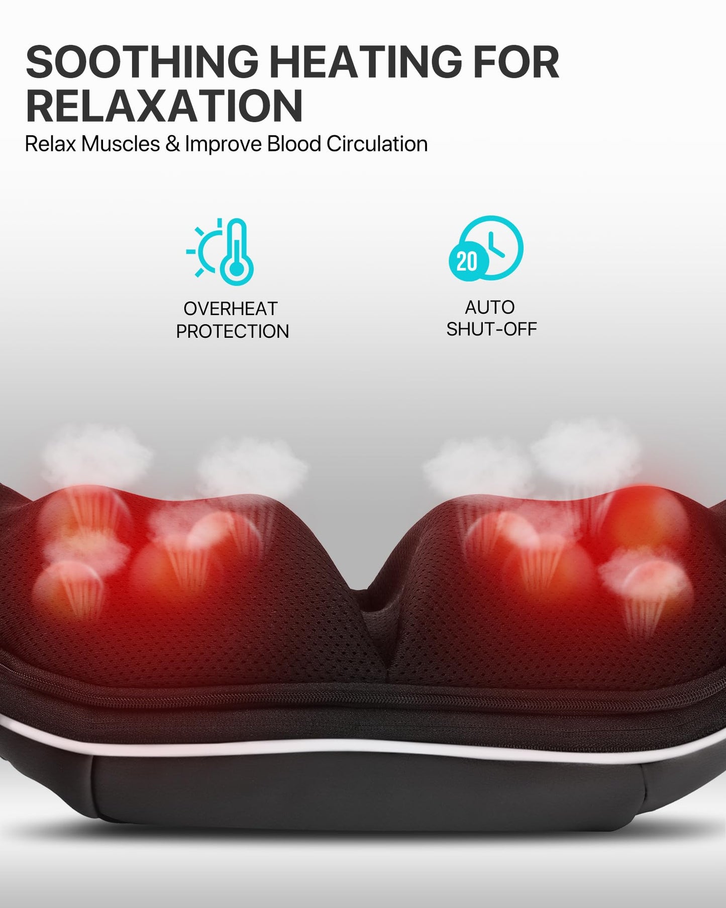 ALLJOY Shiatsu Back and Neck Massager with Heat, Electric Deep Tissue 3D Kneading Massage Pillow for Shoulder, Legs, Foot and Body, Relax Gifts for Women Men Mom Dad