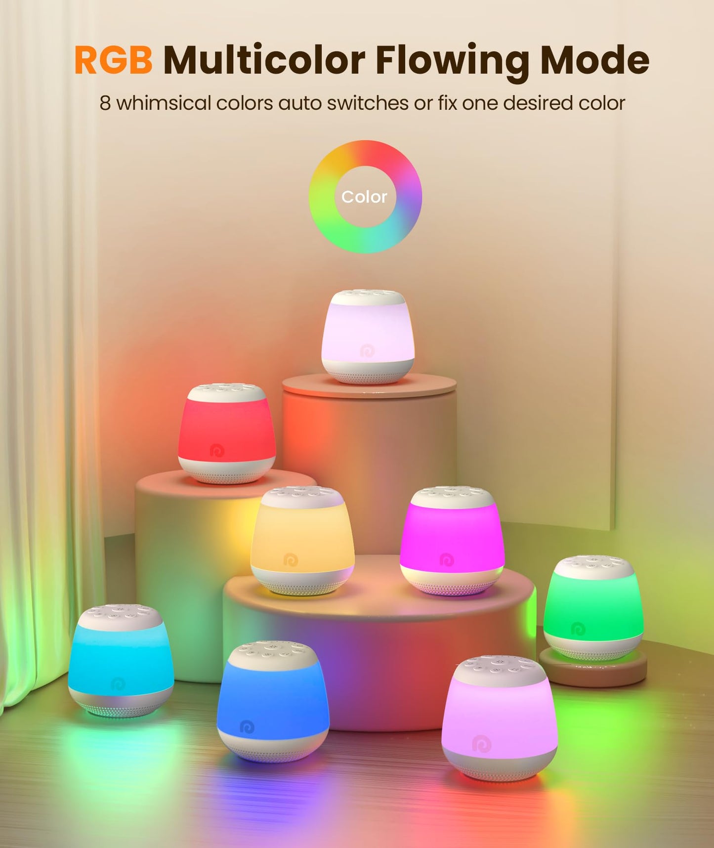Dreamegg White Noise Machine - Portable Sound Machine Baby for Sleeping with 8 Adjustable Night Light, 24 Sleep Sounds for Baby Kids Adults, Timers & Memory Function Portable for Home Travel