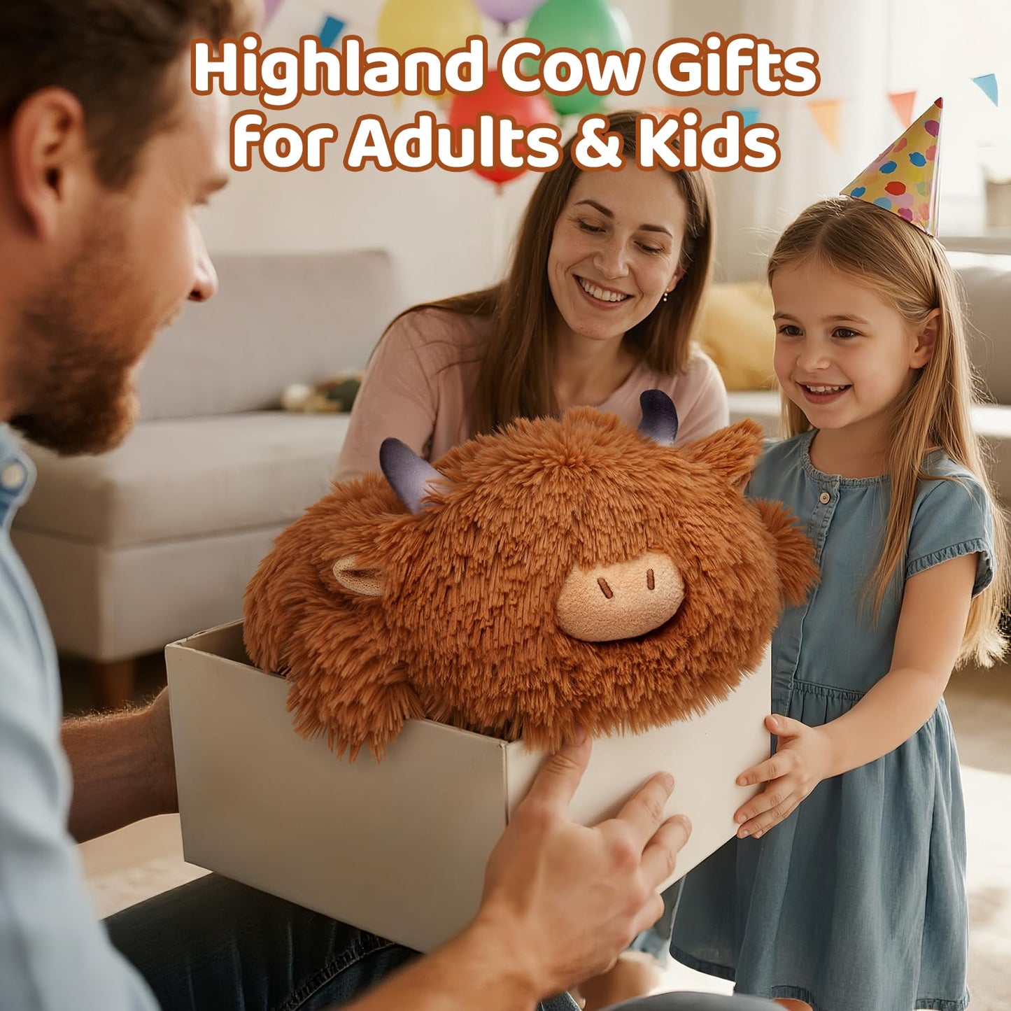 4 Lbs Weighted Stuffed Animals - Heavy Belly & Limbs, 23" Highland Cow Plush for a Realistic Hug, Super Soft Fluffy Plush Toy for Kids and Adults