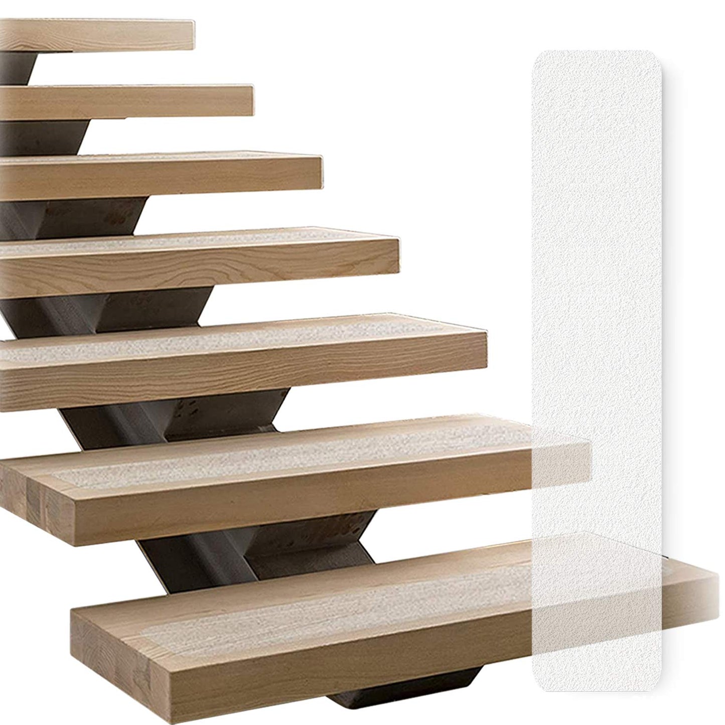 LINCONSON Clear Slip Resistant Stairs Tread Grip Tape 4” x 24” (15 Pack Anti Slip Strips-PVC Free) Safety Performance Series Easy Install Roller Included