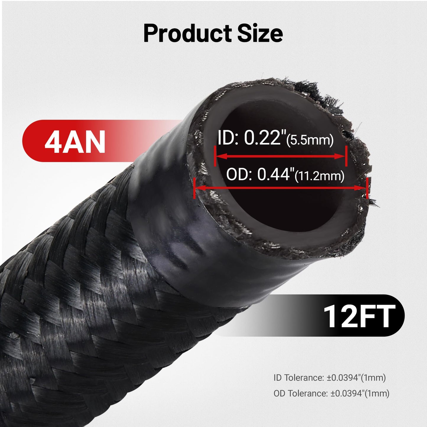EVIL ENERGY 4AN Fuel Line Kit, AN4 Nylon Braided Fuel Line Hose Fitting Kit CPE 12FT Black