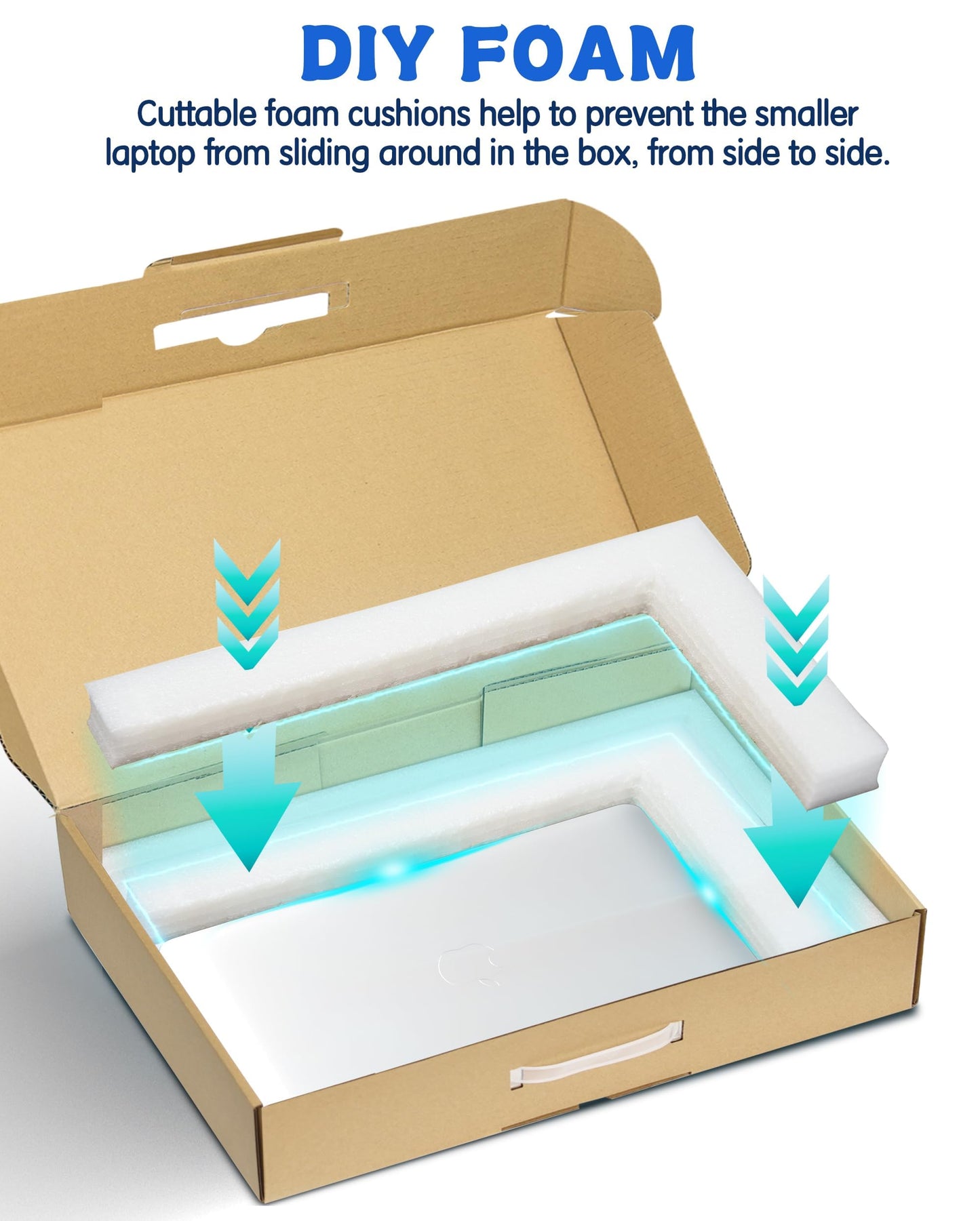 Yutrchey Laptop Shipping Box with Protection Foam for up to 17 Inches Notebook, Cardboard Laptop Box for Shipping, Secure Mailer Box