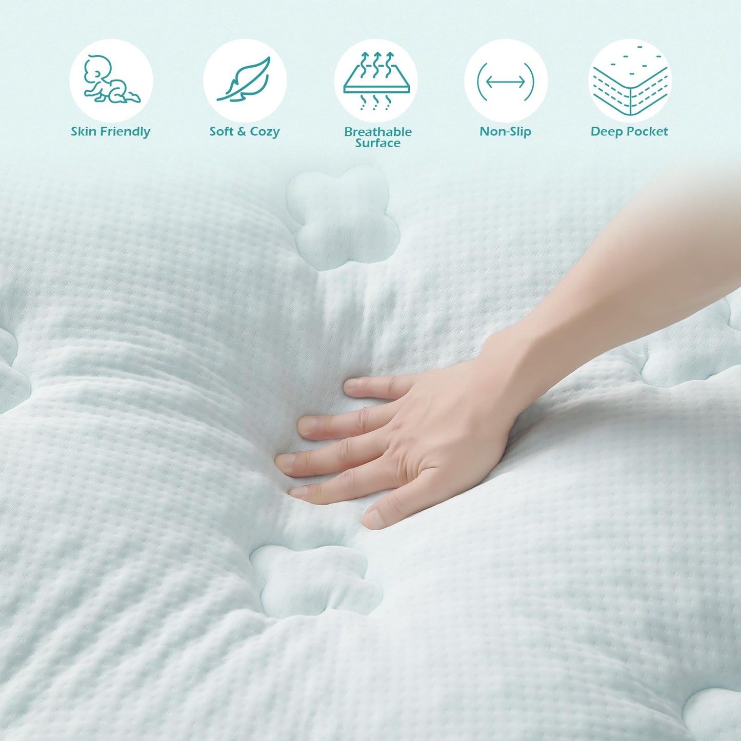 Hansleep King Memory Foam Mattress Topper, Bamboo Cooling Mattress Pad King Size with Deep Pocket, Breathable Air Mattress Topper Cover, White, 78x80 Inches