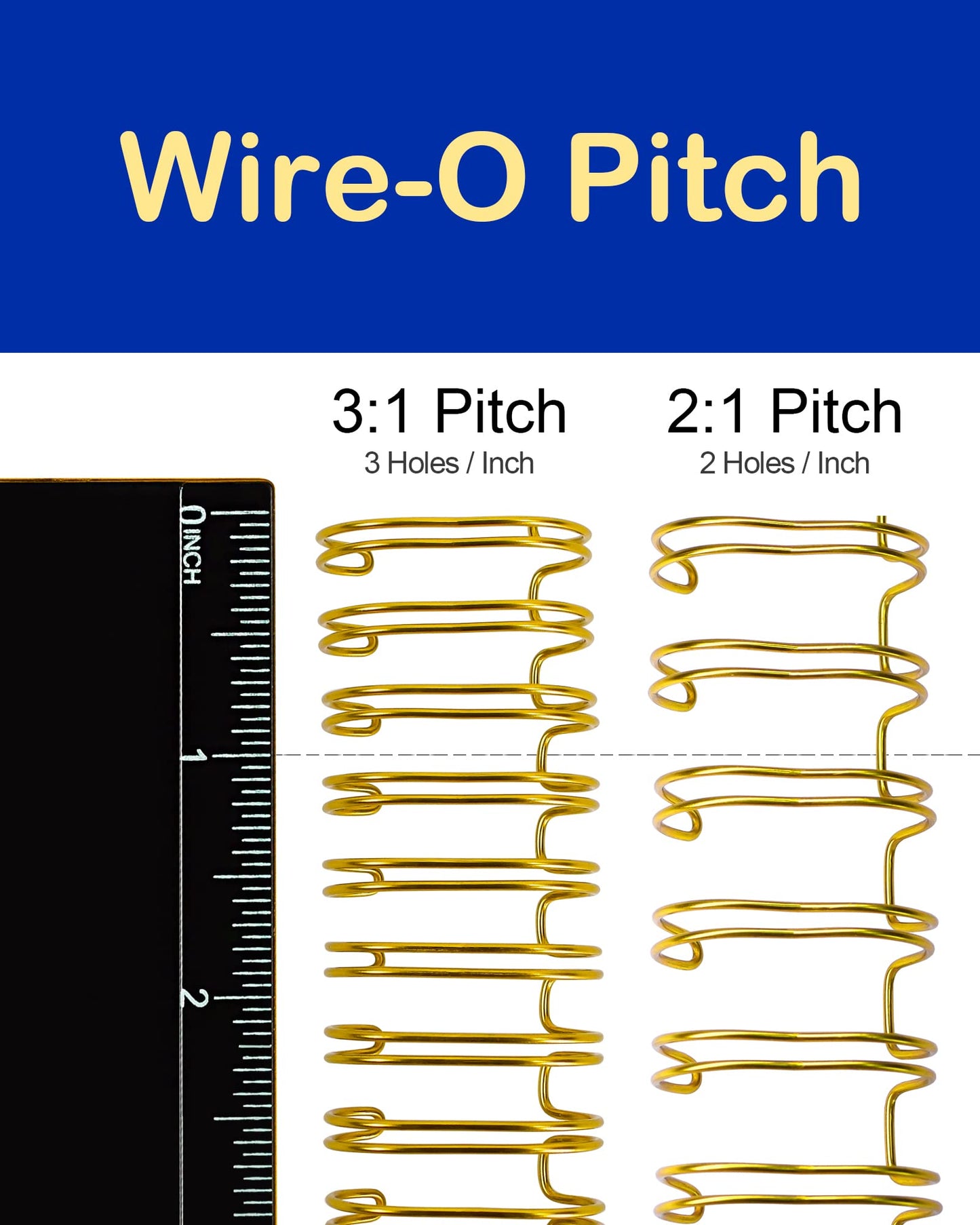 Rayson Wire Binding Spines, Multicolor, 3:1 Pitch Double Loop Binding Wires 9/16 Inch, 32-Loop Wire Ring Pack of 100 with Black, Gold, Blue, White, Silver