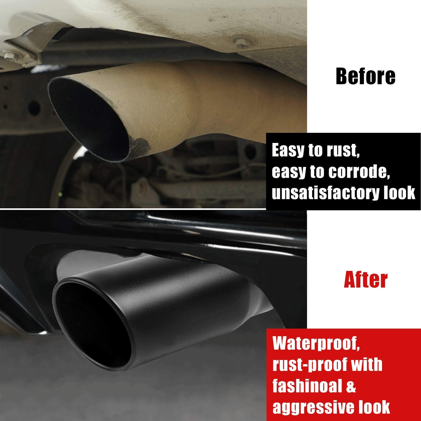 3 Inch Black Exhaust Tip, Richeer Universal 3" Inside Diameter Diesel Exhaust Tailpipe Tip, 3 x 4.5 x 9 Clamp On Design with Ball End L Wrench