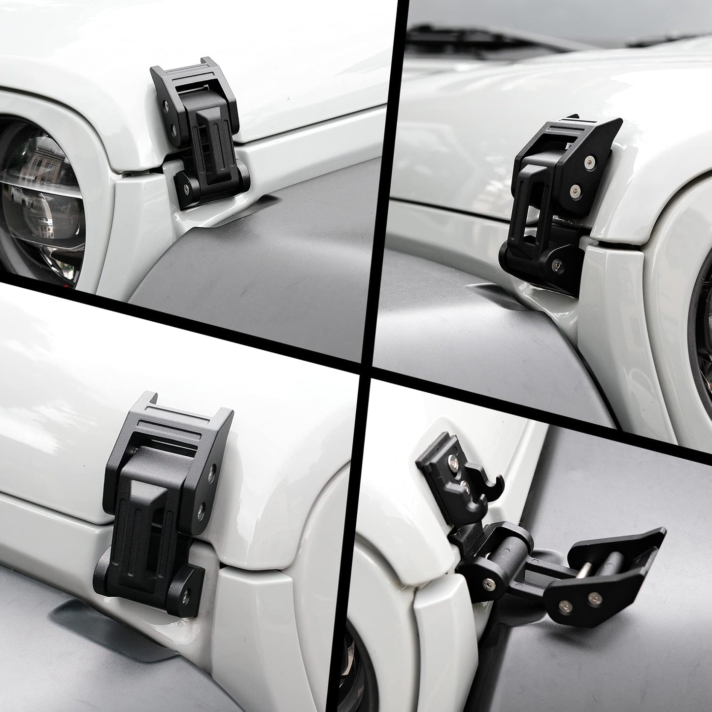 Seven Sparta Hood Latches Aluminum Hood Catch Compatible with Jeep Wrangler JK/JKU 2007-2017, JL/JLU 2018-2022 & Jeep Gladiator 2020-2022, 1 Pair (Base)