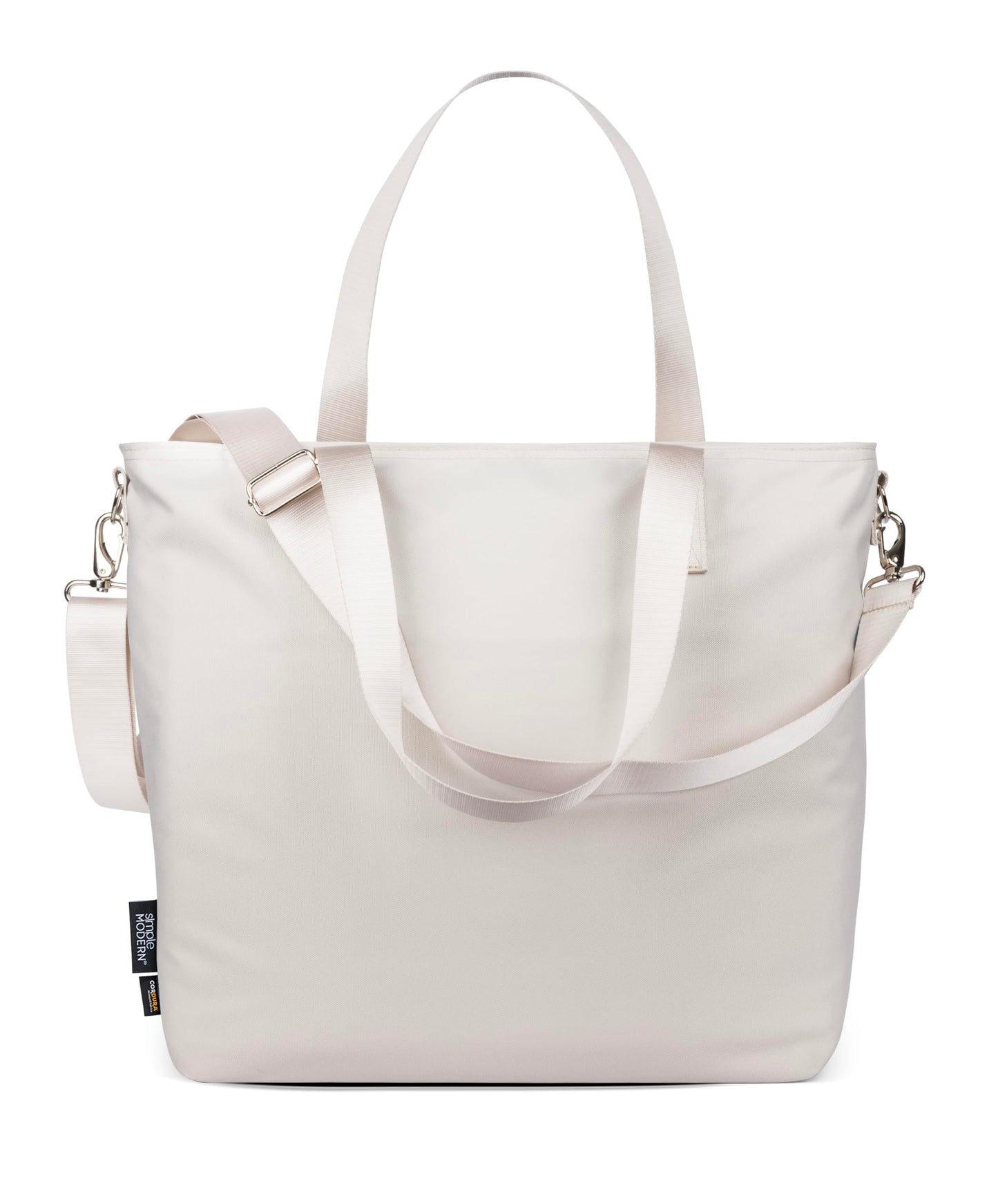 Simple Modern Tote Bag for Women | Medium Water-Resistant Laptop Purse with Compartments and Zipper Top | Shoulder Bag with Pockets for Work, Travel & School | Almond Birch