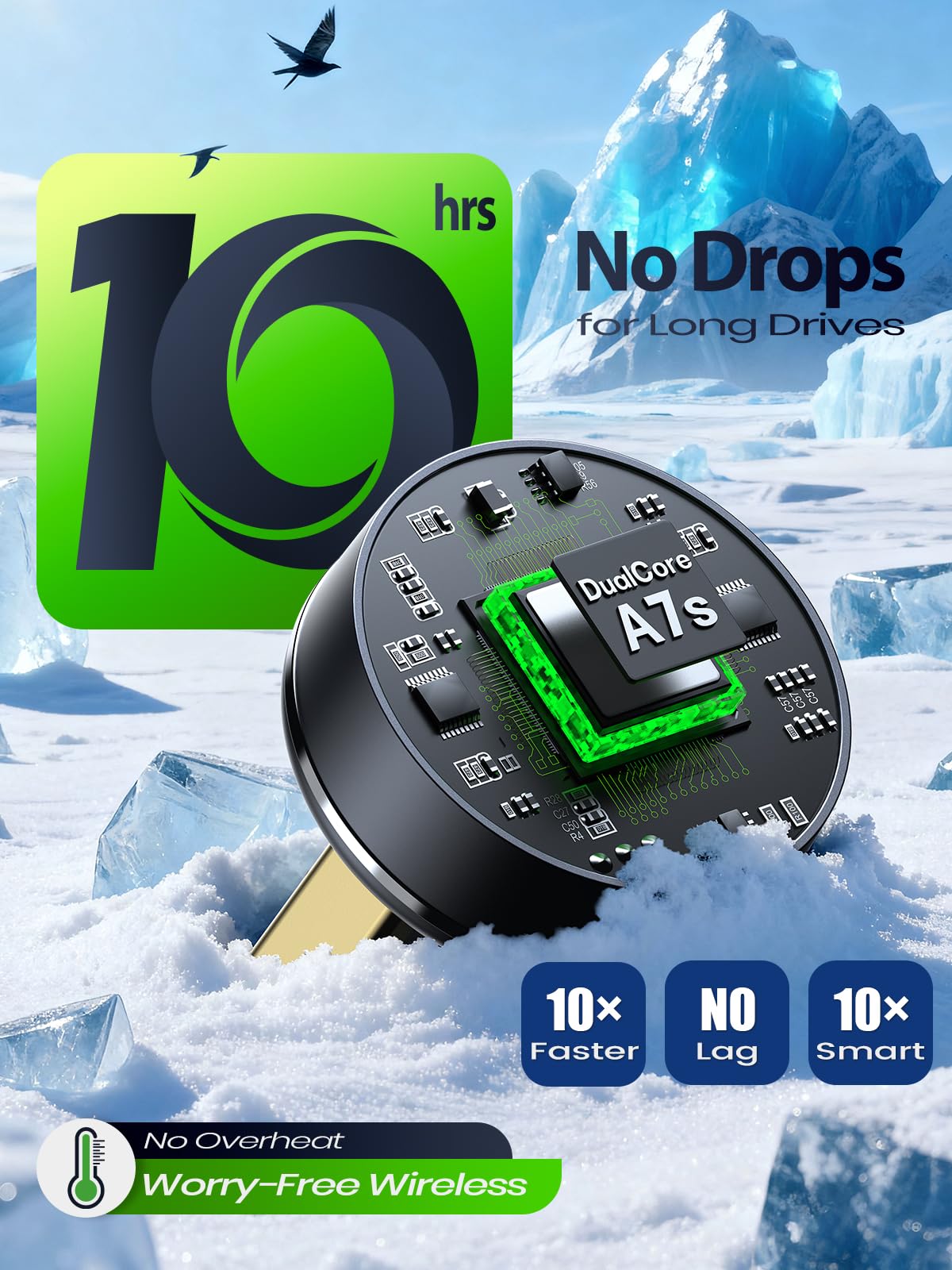 Wireless CarPlay Adapter for Apple iPhone, One-Click User Switch, Fast & Stable, Converts Wired to Wireless, for in-Dash Car GPS/Stereo with Built-in Wired CarPlay & Android Auto, Vehicles 2016+ Grey