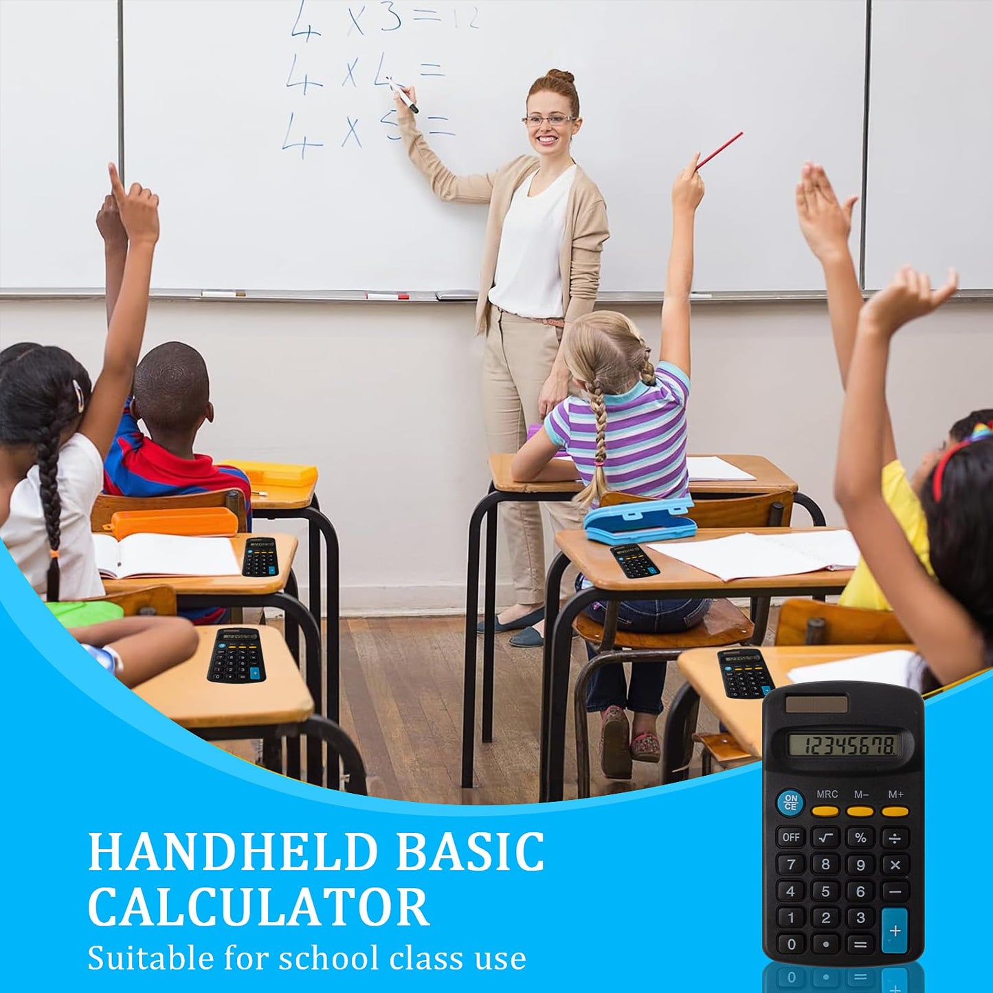 18 Pieces Basic Calculators, Pocket Size Mini Calculator Student Calculator Solar Battery Dual Power Handheld Calculator Bulk Small Calculator for Kids School Classroom Office Desktop, Black