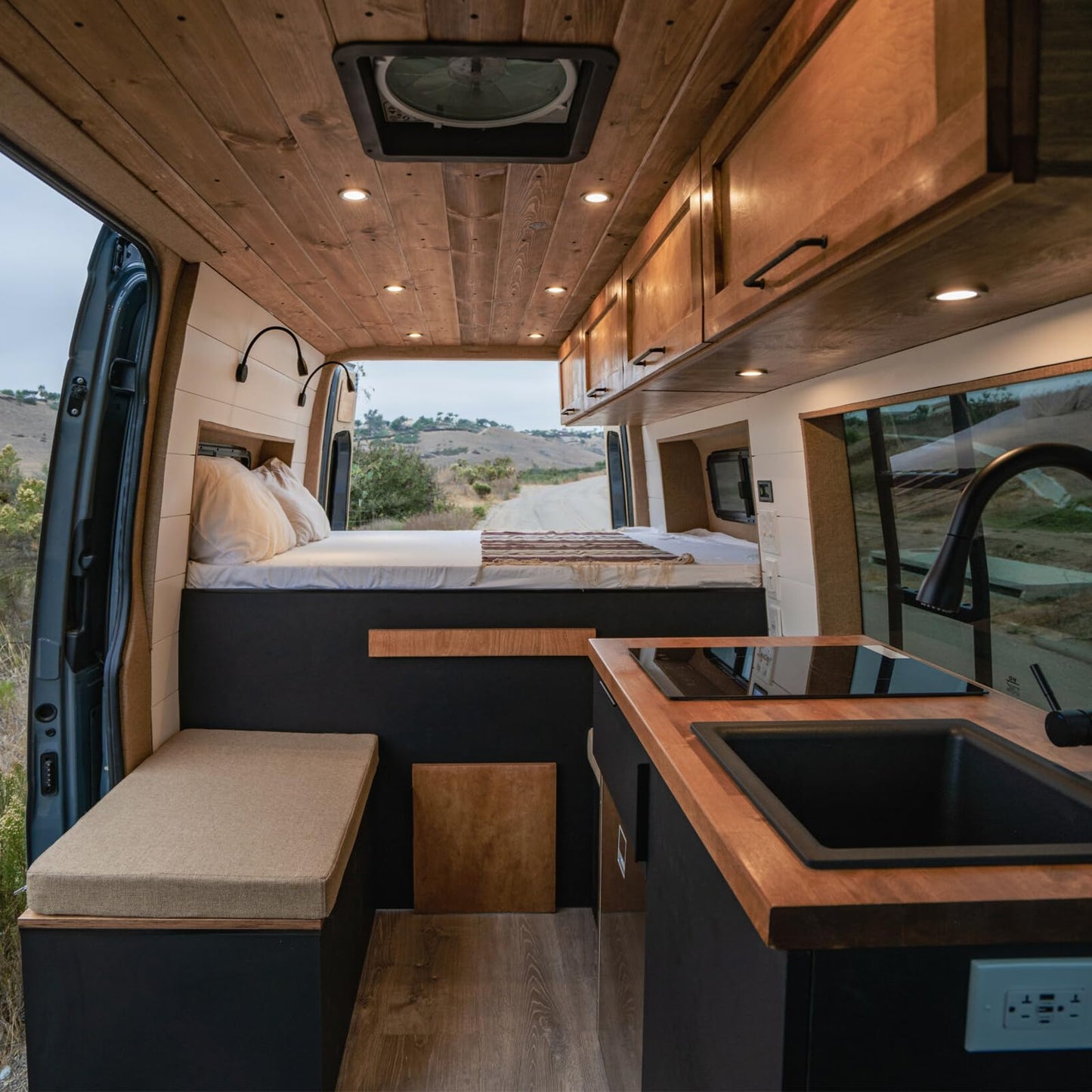 Acegoo 12 Volt LED Puck Light, RV Boat Recessed Mount Ceiling Light, Under Cabinet Camper Vans Caravan Cabin Truck Motorhome Interior Lighting, 6 Pack (Black Finish Warm White)