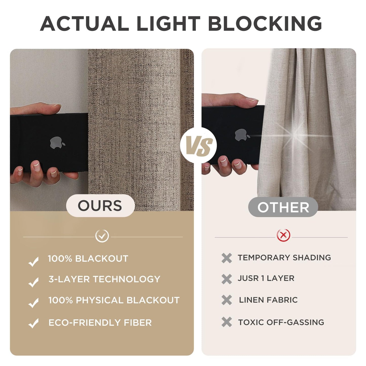 Joydeco Blackout Curtains 2 Panels - Natural Linen Curtains 84 Inch Long, Thermal Insulated Linen Light Blocking Drapes, Rod Pocket & Back Tabs, Darkening Privacy for Living Room Bedroom