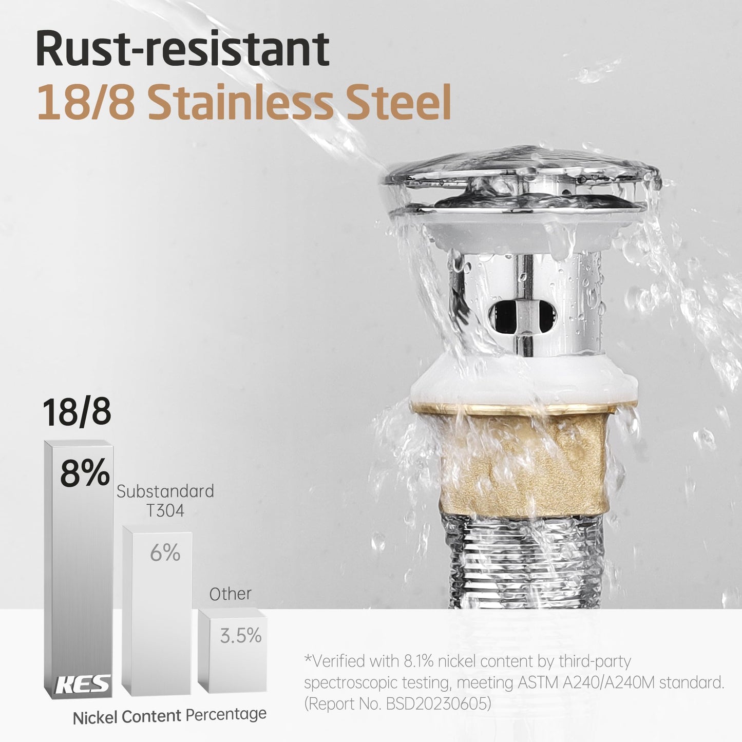 KES Bathroom Sink Drain with Overflow, with Strainer Basket Hair Catcher Anti Clog Pop Up Drain Stopper Vanity Vessel Sink, Polished Chrome, 2 Pack, S2013A-CH-P2