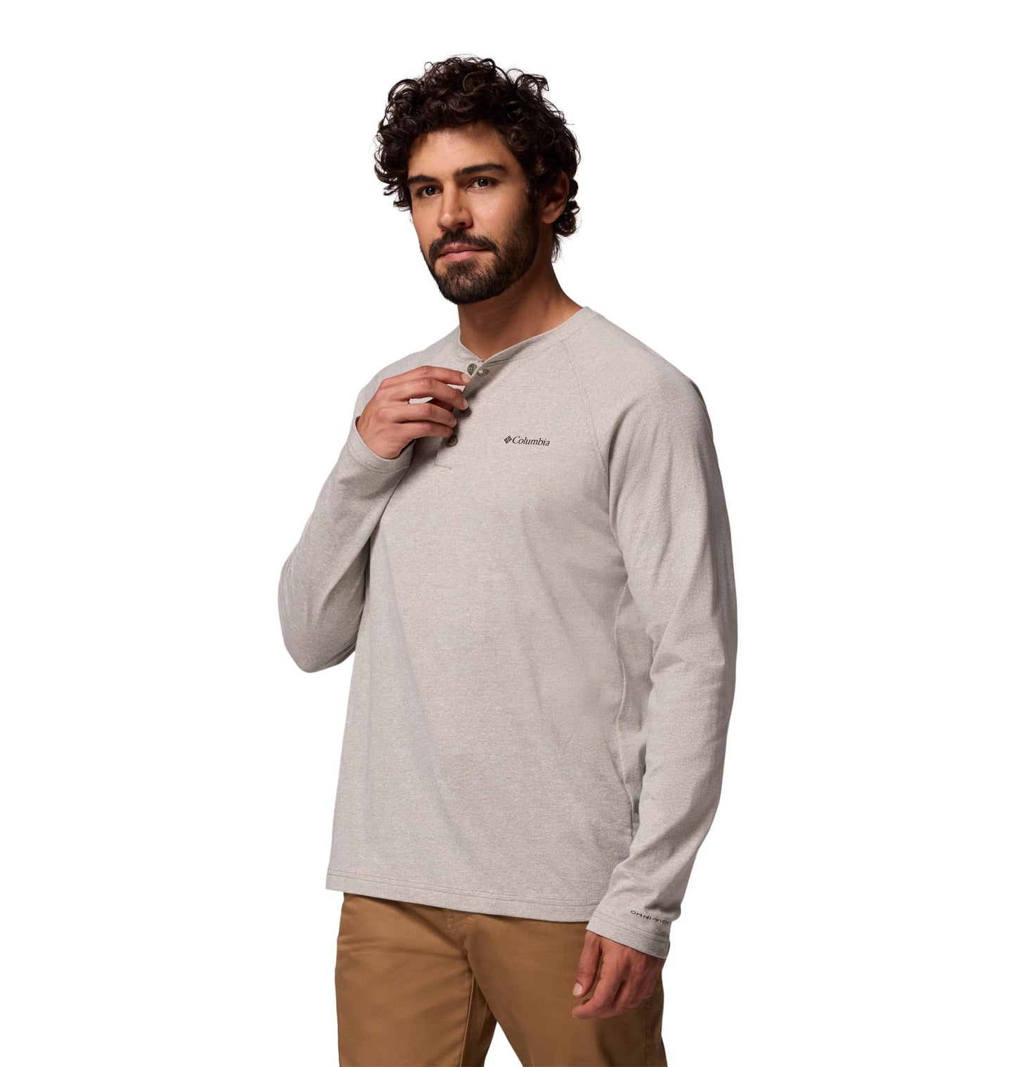 Columbia Mens Thistletown Hills Raglan Henley, Stone Green Heather, X-Large