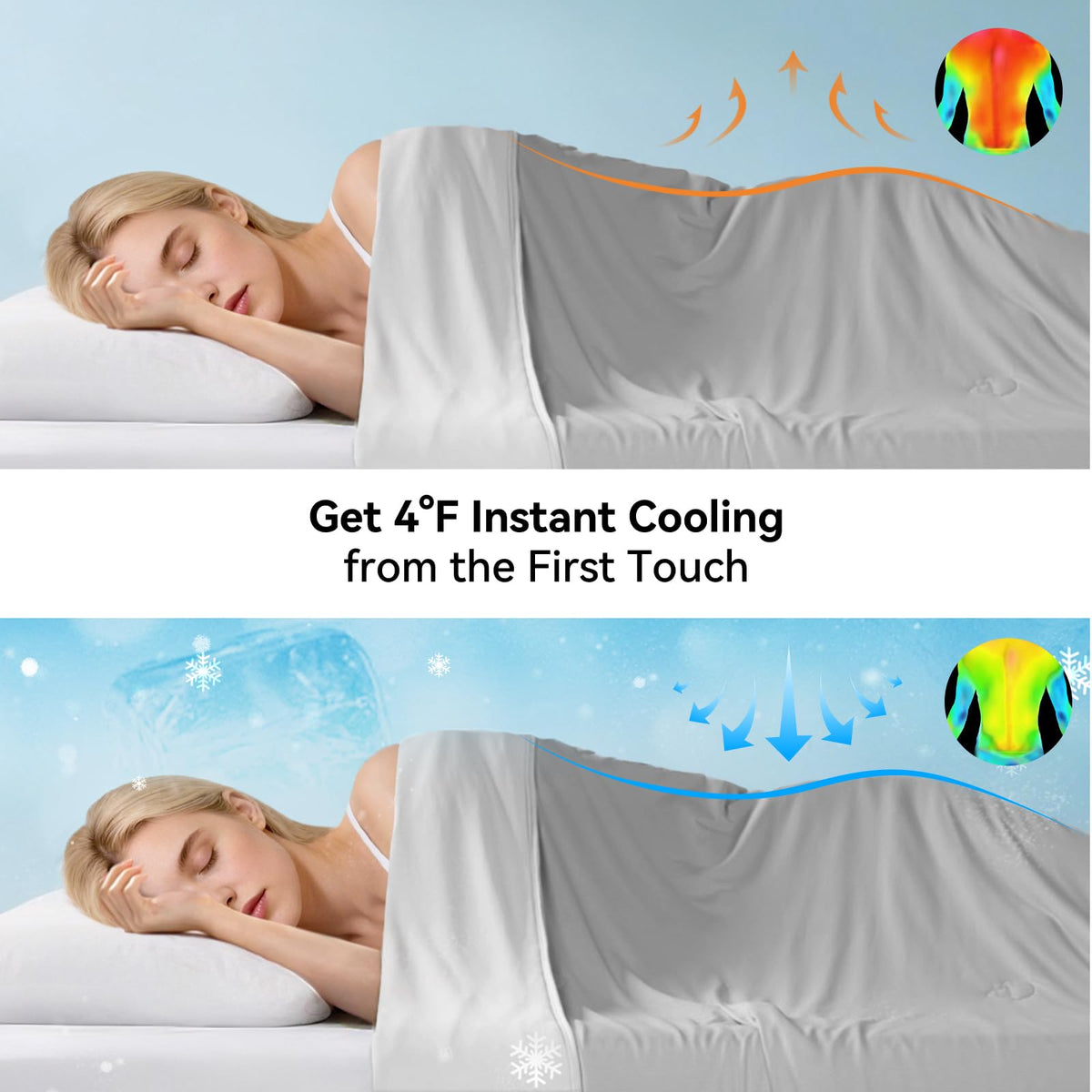 AiSleep Cooling Comforter Queen Size, Cooling Blankets for Hot Sleepers and Night Sweats, Double-Sided Cool Tech All Season Bedding, Q-Max 0.43 Breathable Silky Smooth Summer Comforter-Cool Gray