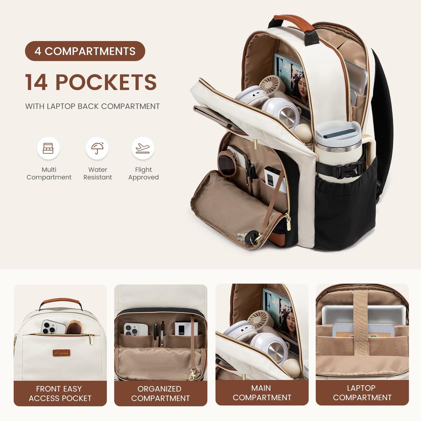 LOVEVOOK Laptop Backpack for Women, Leopard Print, 15.6 Inch, Laptop Travel College Teacher Work Daily Carry on Backpack