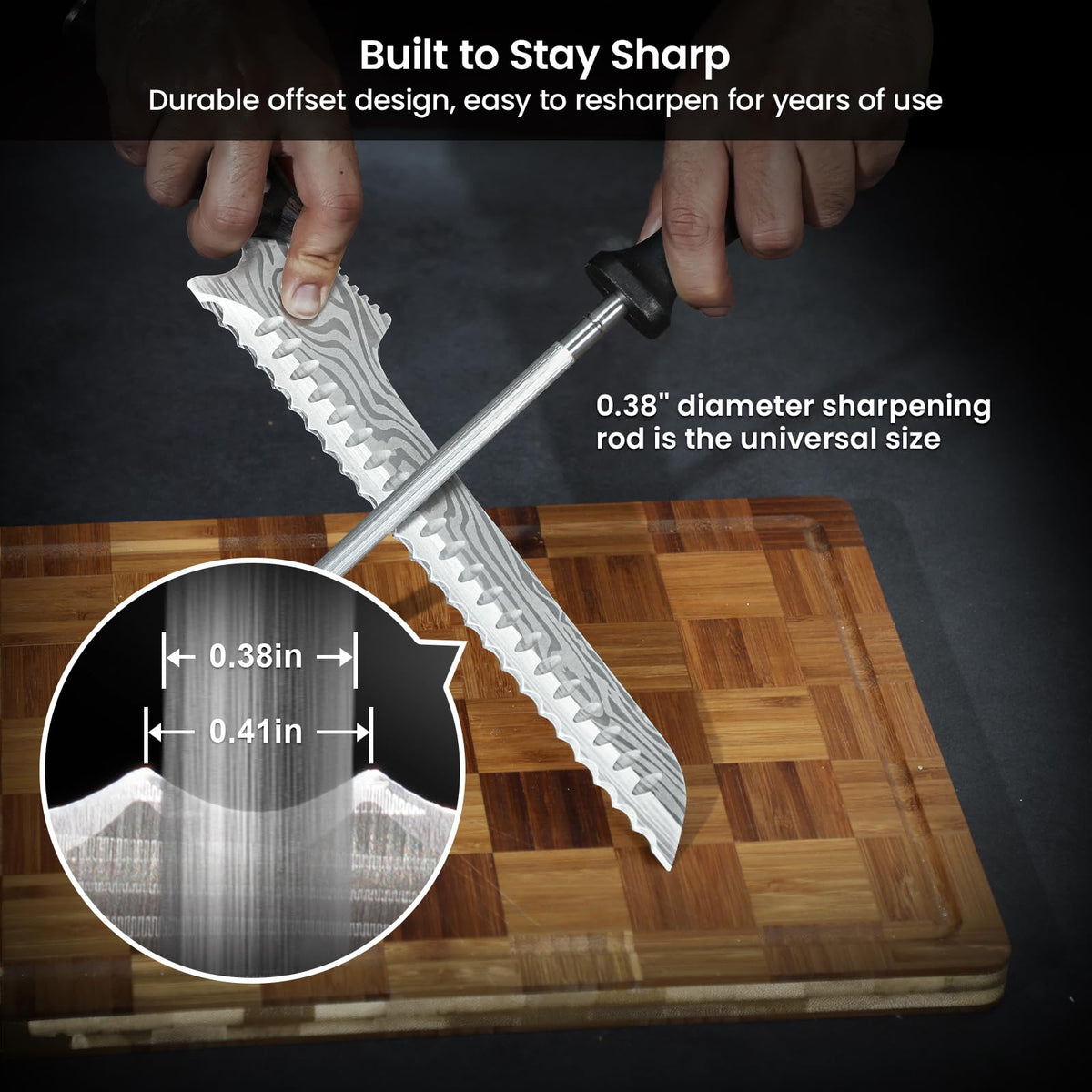 SYOKAMI 2026 New Upgraded Offset Bread Knife for Homemade Bread, 10.5 Inch Resharpenable Serrated Knife, Ultra-Sharp Sourdough Slicing, Perfect Kitchen Gift, Designed for Cutting Cakes, Fruits & Meat