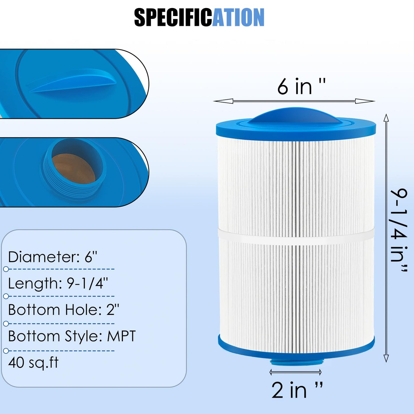 LVJUSEN PMA40L Spa Filter Replaces Master Spas Filter X268543 PMA40L-F2M, Fits Most Twilight Series Spa, Compatible with 6CH-402/ FC-0317/ X268365-2 Pack