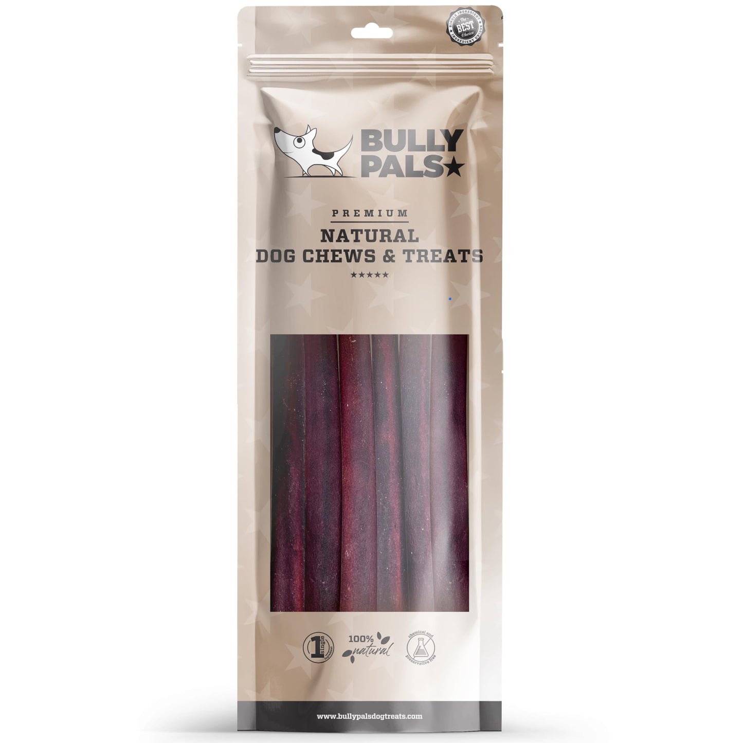 BULLY PALS - 12 inch Beef Collagen Sticks - Dog Dental Chew - 8 Pack - Odour Free, Rawhide Free, Long Lasting Alternative to Bully Sticks, All Natural, Protein Rich