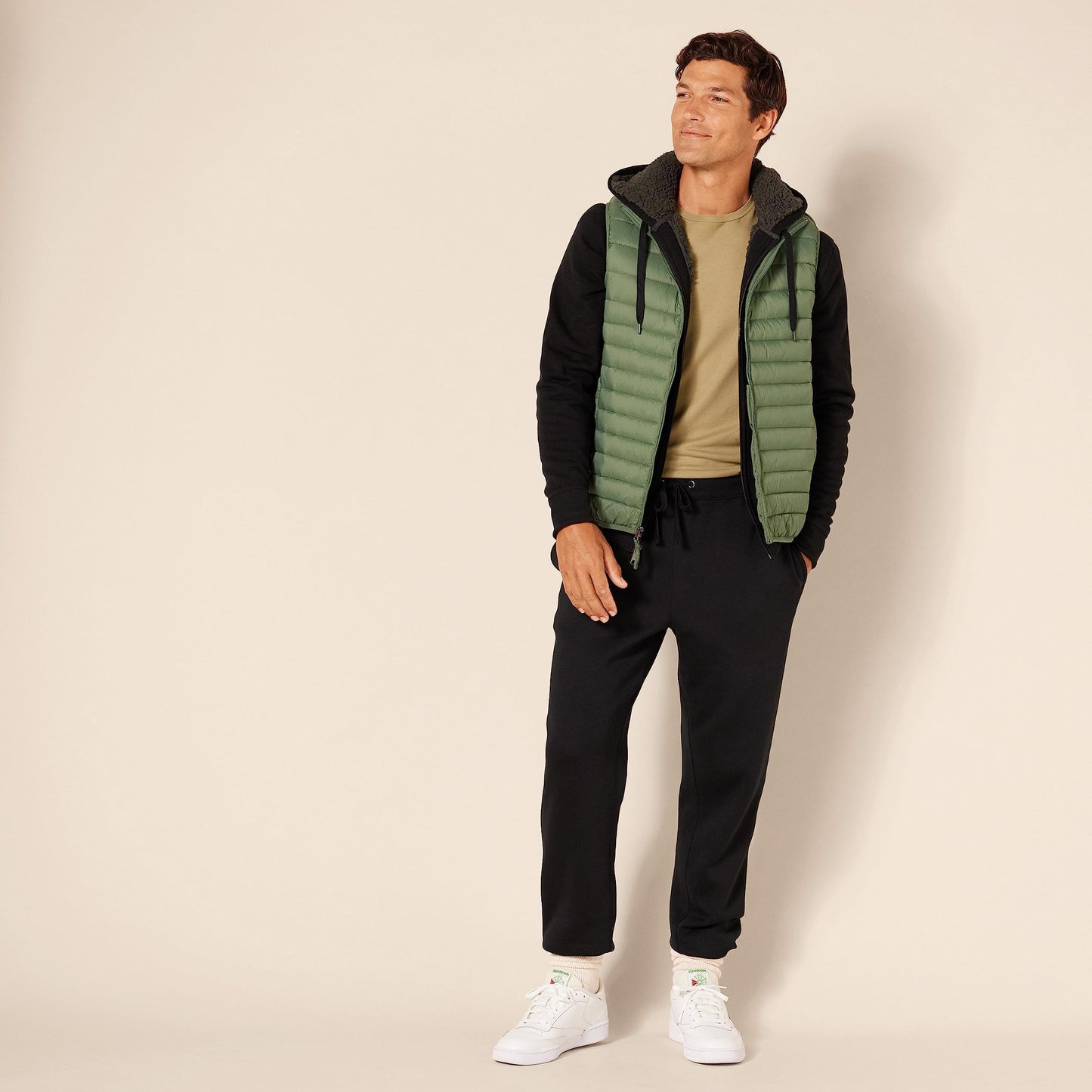 Amazon Essentials Men's Sherpa Lined Full-Zip Hooded Fleece Sweatshirt, Black, Large