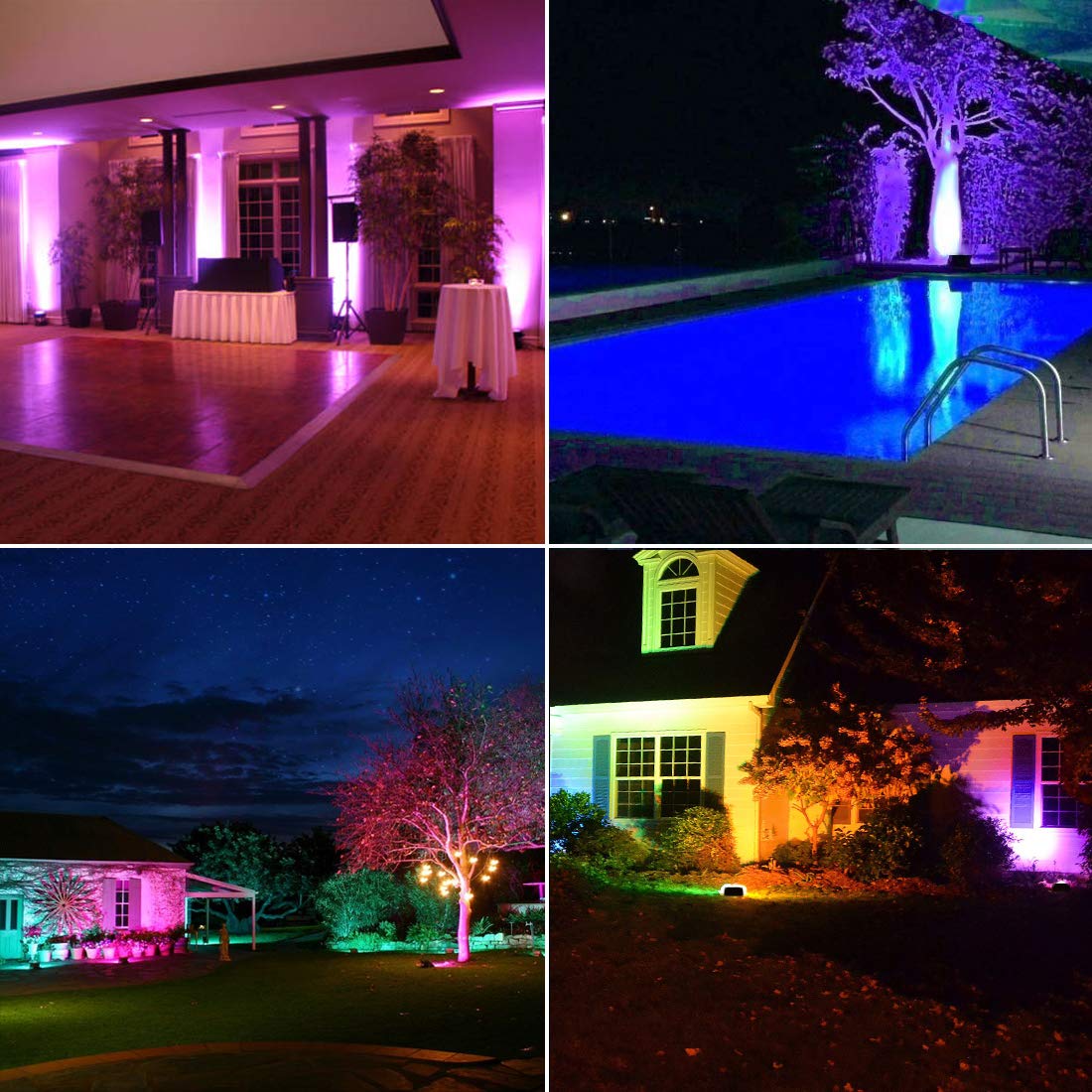 LED Flood Light Outdoor 400W Equivalent 4000LM, RGB Color Changing Floodlight with Timing Remote, 120 Colors and Warm White, IP66 Waterproof, US Plug, Yangcsl (Pack of 2)
