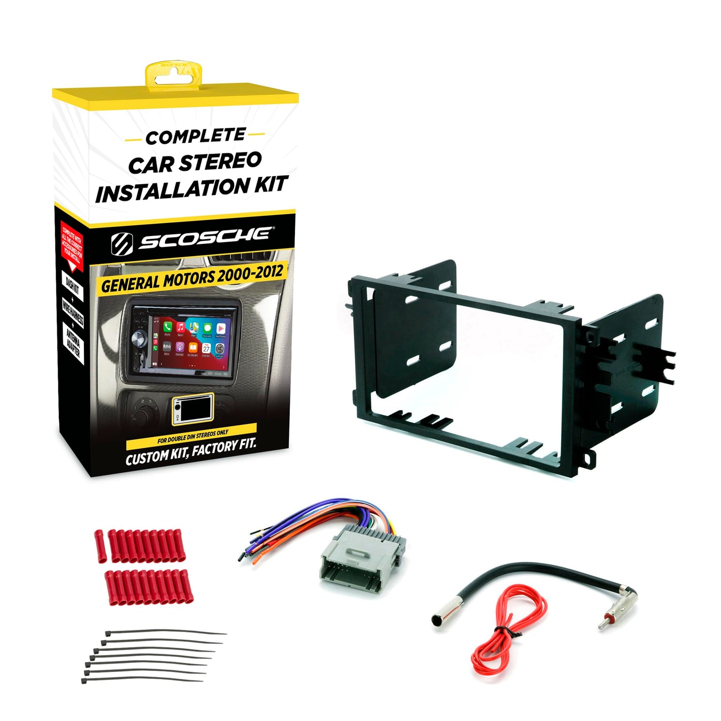 Scosche ICGM8BN Double DIN Radio Installation Dash Kit Compatible with Select 1992-2012 General Motors Vehicles - Complete Basic Aftermarket Car Stereo Install Kit - See Fit Guide Image for Vehicles