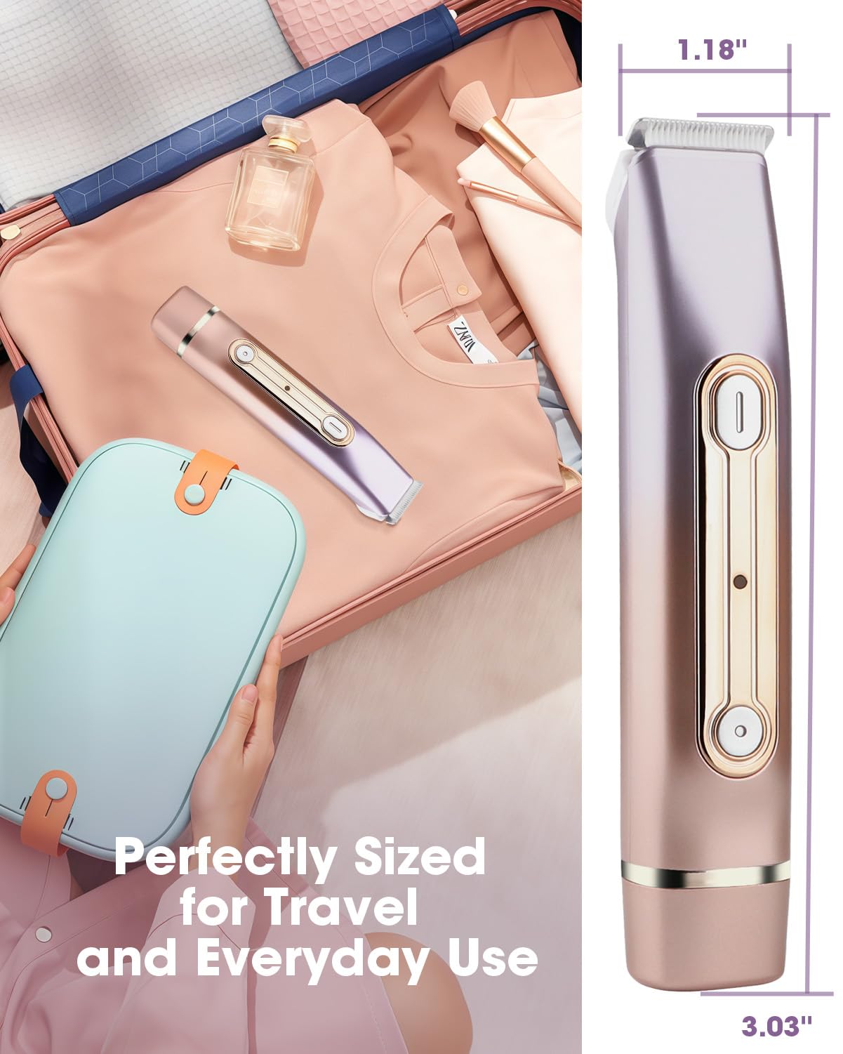 Bikini Trimmer Women, 2 in 1 Women's Electric Shaver, Dual Head Shaver, Electric Razor for Women Pubic Hair/Legs/Arms/Armpit/Face (Dazzling Purple)