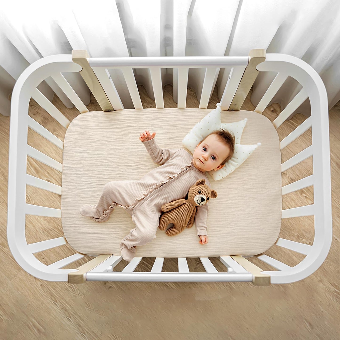 lulumoon Muslin Bassinet Sheets for Baby: Soft Bedside Sleeper Bassinet Fitted Sheets for Boys and Girls