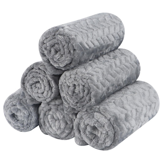 BVAGSS 6 Pack Small Dog Blanket, Super Soft Warm Pet Cover Blankets, Paw Print Puppy Fleece Flannel Blanket for Small Medium Dogs and Cats MW003 (Grey Wheat Ears, Large (41 * 29.9"))