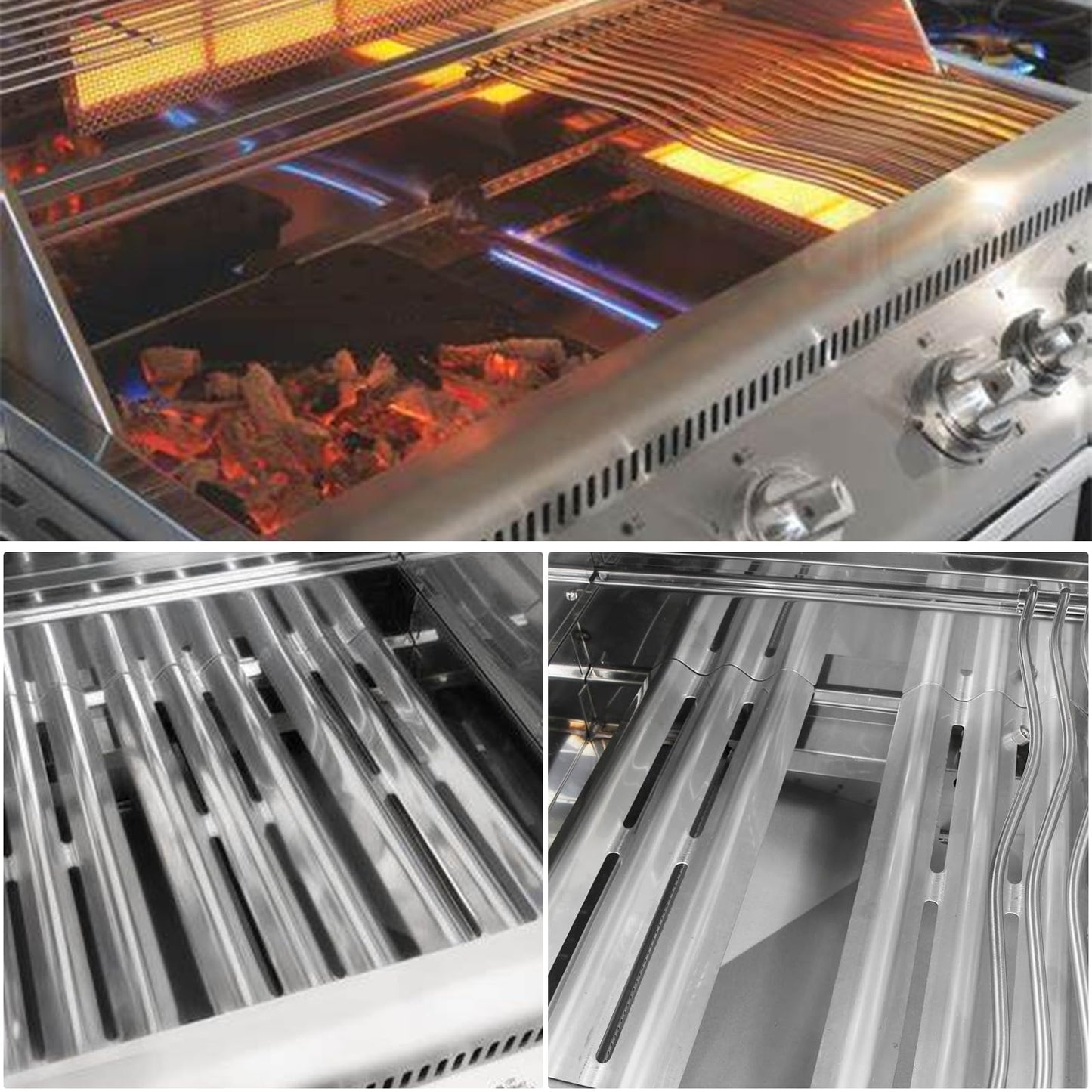 Hiorucet BBQ Replacement Parts for Napoleon LEX 485 605 730 Series, Napoleon Legend LD485RSIB, Napoleon Lifestyle L485, Stainless Steel Heat Plate Shield and Burner Tube for Napoleon BBQ Parts, 3 Pack