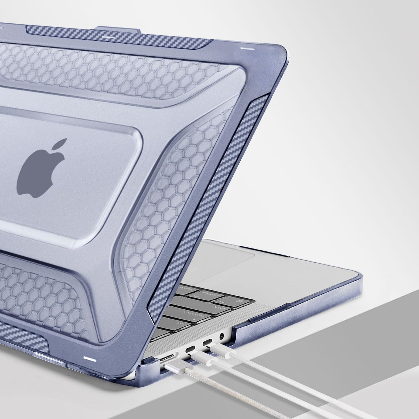 MOSISO Compatible with MacBook Pro 14 inch Case M5 M4 M3 M2 M1 2026-2021 A3427 A3426 A3434 A3112 A3185 A3401 A2918 A2992 A2779 A2442,2 in 1 Honeycomb TPU Bumper Case with Fold Kickstand, Lavender Gray