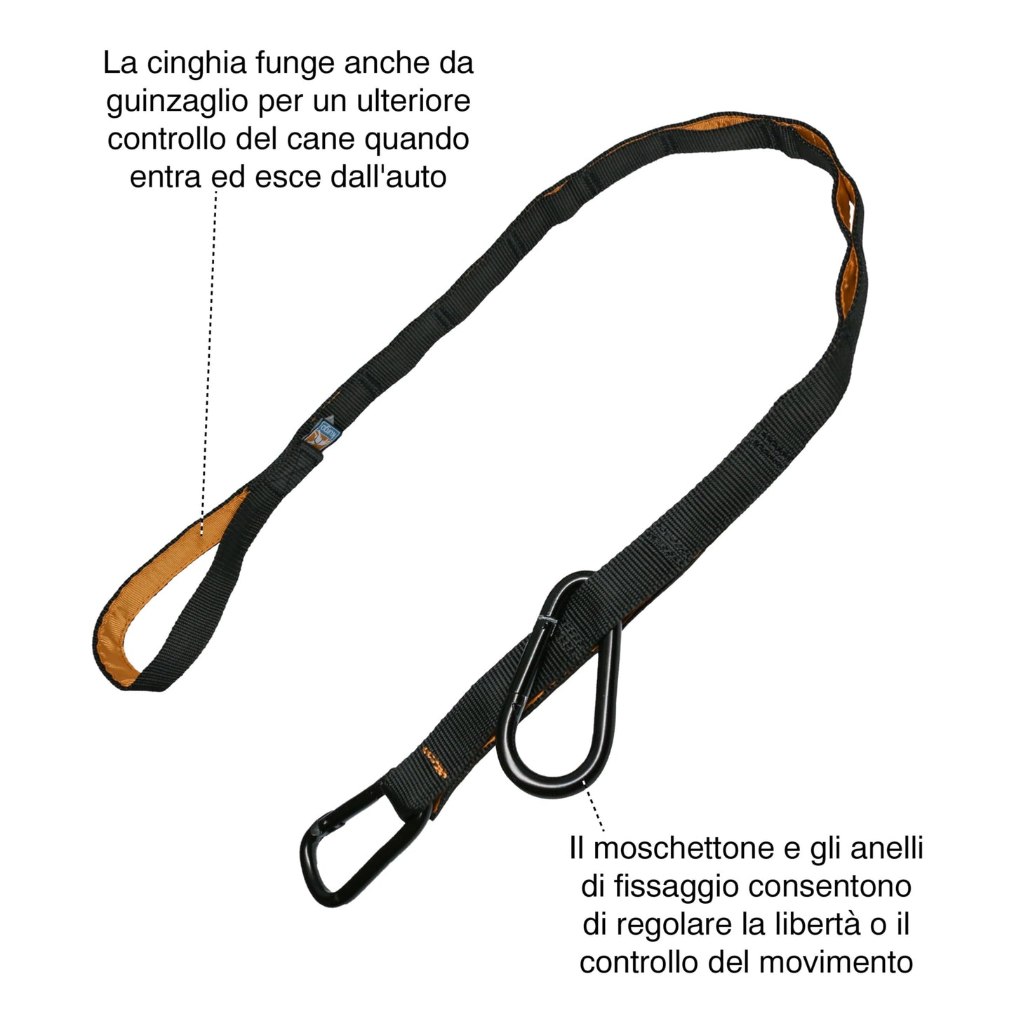 Kurgo Auto Zipline for Dogs, Adjustable Dog Safety Belt Leash, Pet Seat Belt Tether, Reduce Distracted Driving, Includes Zip Line, Leash and Carabiner Clips, 6 feet