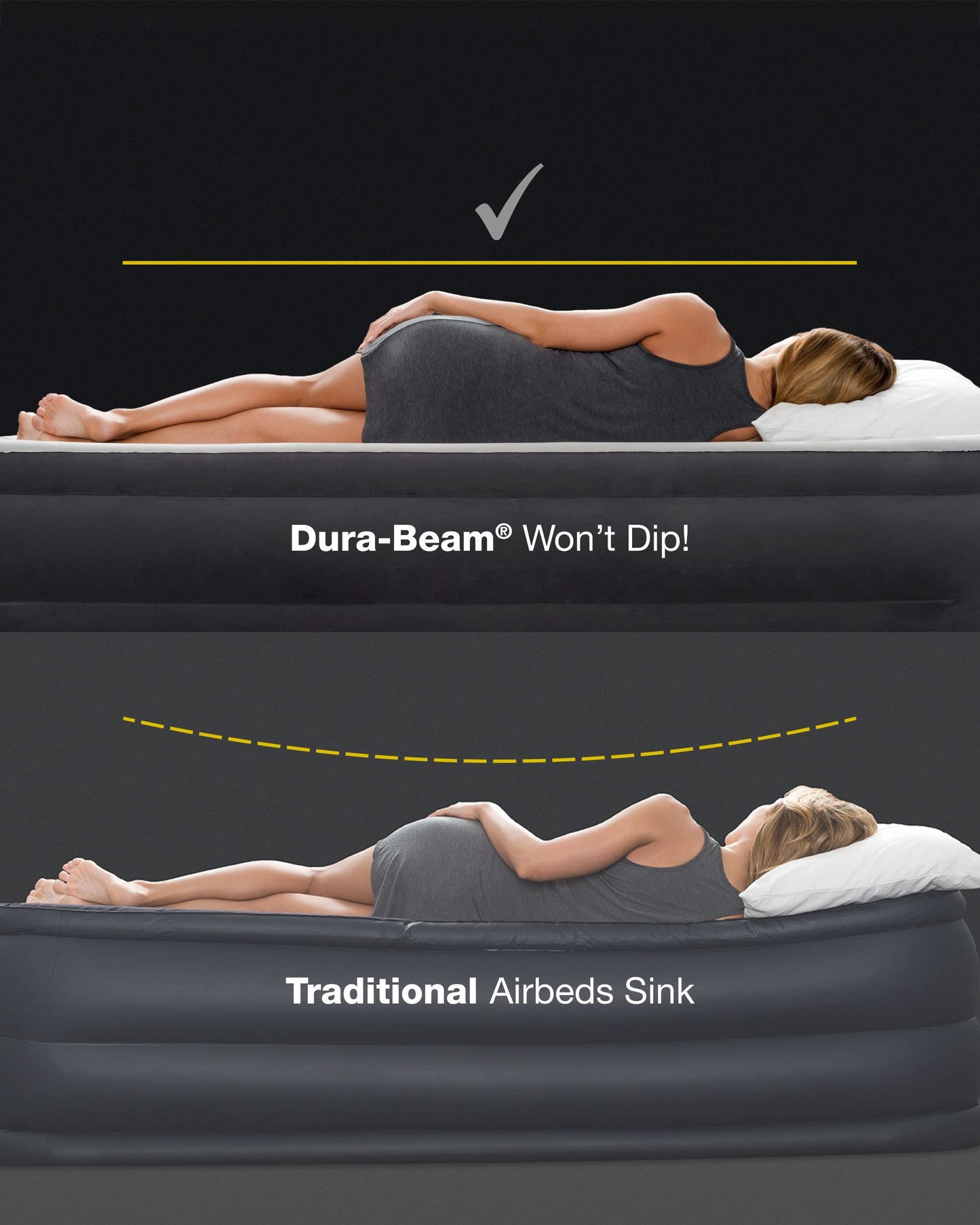 Intex 64115ED Dura-Beam Standard Pillow Rest Air Mattress: Fiber-Tech – Twin Size – Built-in Electric Pump – 12in Bed Height – 300lb Weight Capacity
