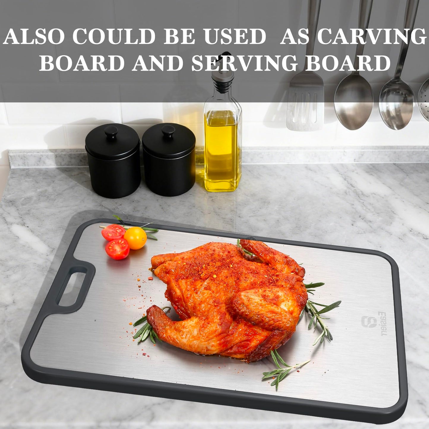 Easierr Extra Large Titanium Cutting Board, Cutting Board for Kitchen with Juice Groove, 17 x 12 inch