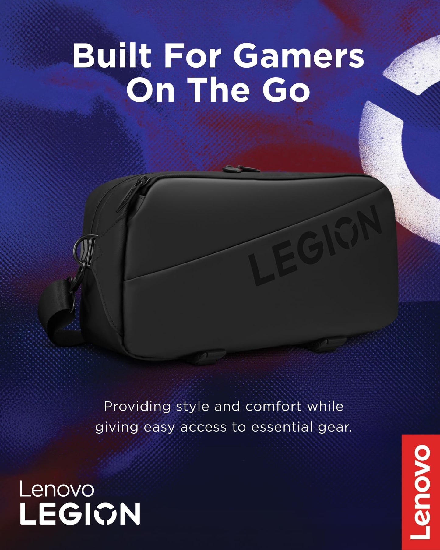 Lenovo Legion Sling Bag, Carrying Case for Legion Go Gaming Console, Waterproof, Black