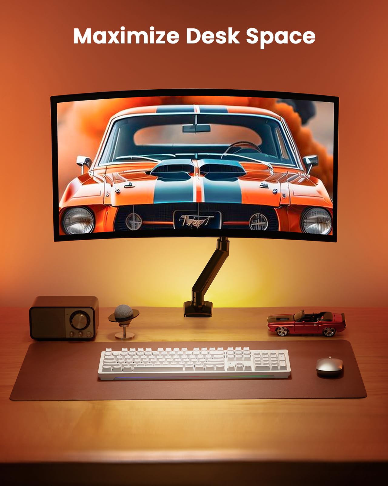 ErGear Single Monitor Arm for 13-36 inch Screens, Adjustable Design Monitor Mount Holds up to 22 lbs, Computer Monitor Stand with VESA Mount, C-Clamp & Grommet Base, Max VESA 100x100mm